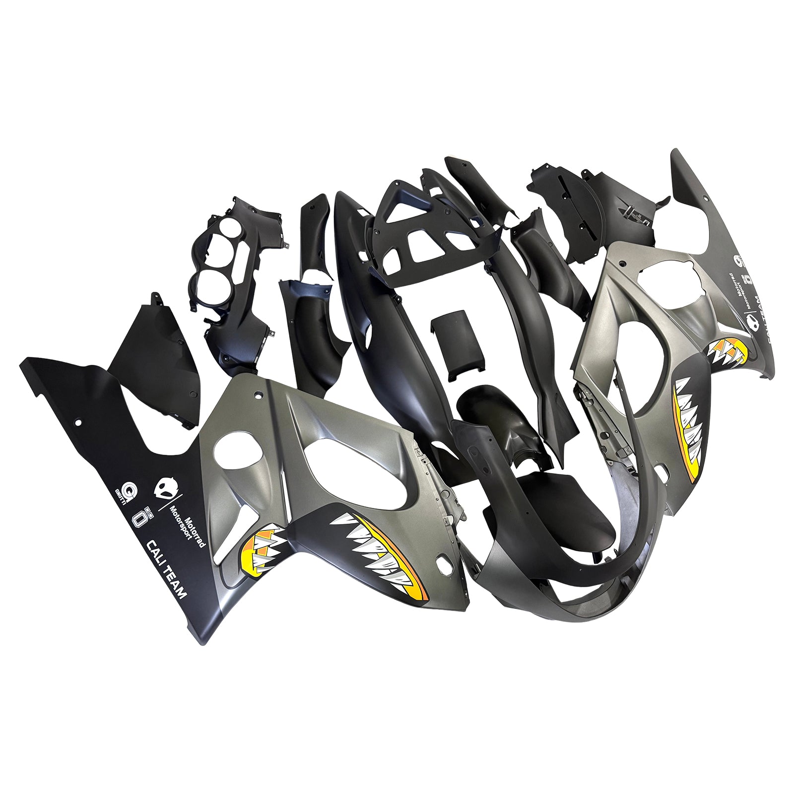 Amotopart 1996-2007 Yamaha YZF 600R Thundercat Matte Grey Black Fairing Kit