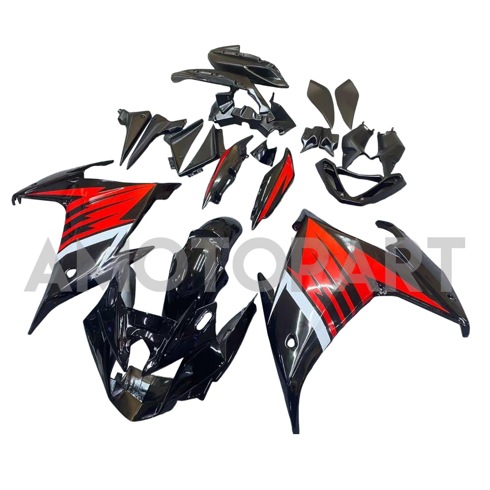 Kit carena Amotopart 2009-2015 Yamaha FZ6R nero rosso