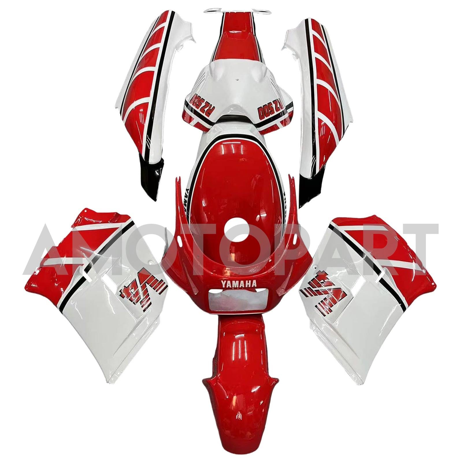 Amotopart Yamaha 1985-1987 RZV500 / RD500 WHITE RED FAIRING KIT