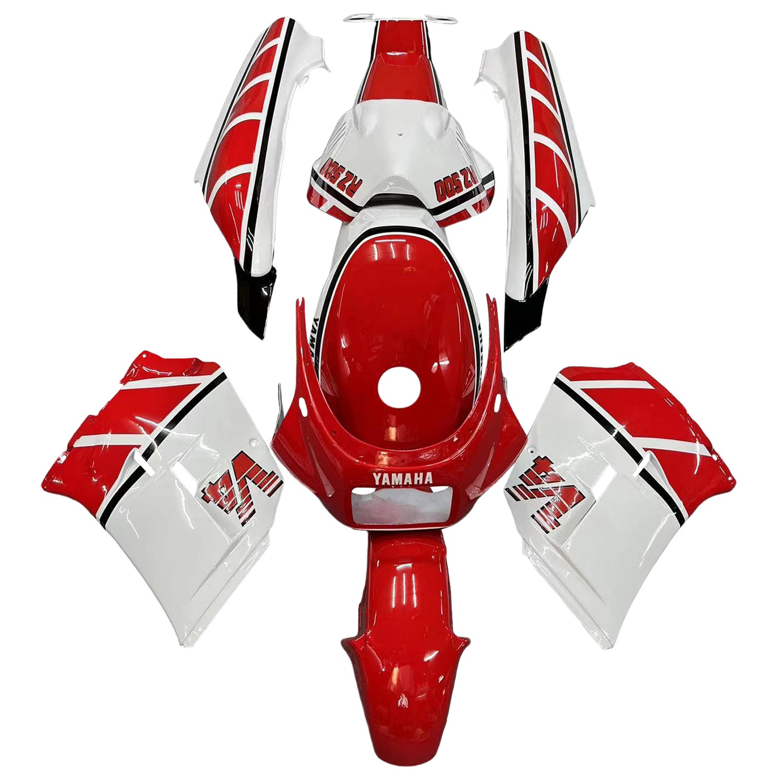 Amotopart Yamaha 1985-1987 RZV500 / RD500 White Red Fairing Kit