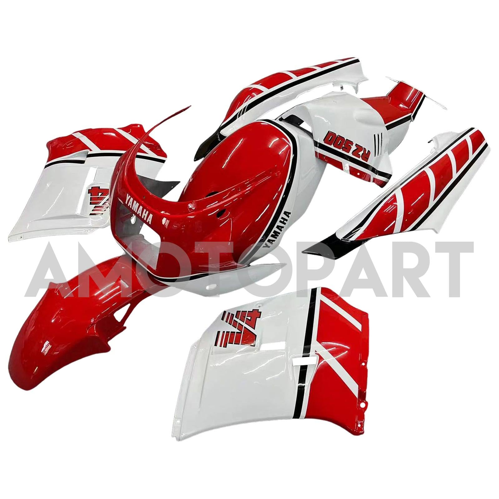 Amotopart Yamaha 1985-1987 RZV500 / RD500 WHITE RED FAIRING KIT