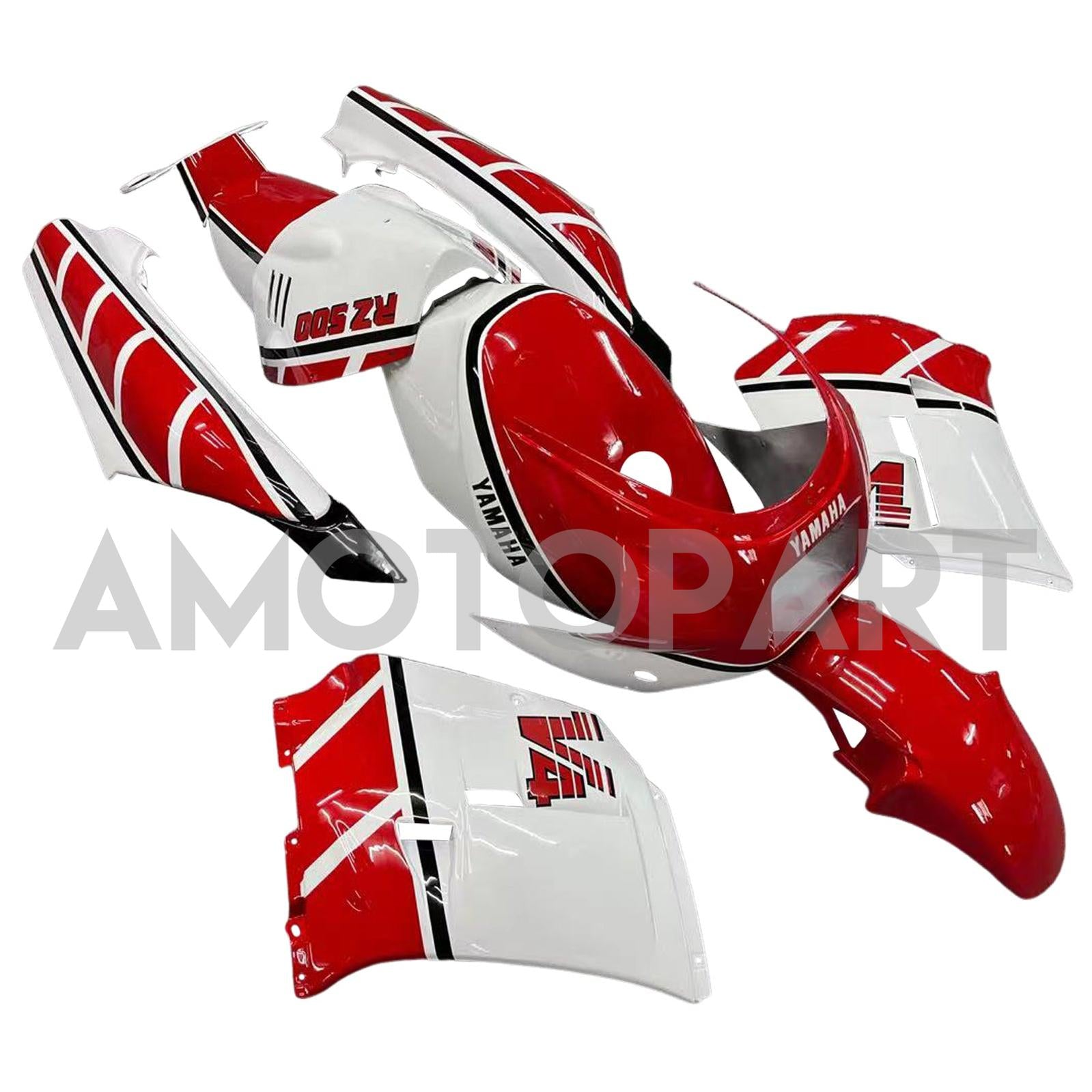 Amotopart Yamaha 1985-1987 RZV500 / RD500 WHITE RED FAIRING KIT