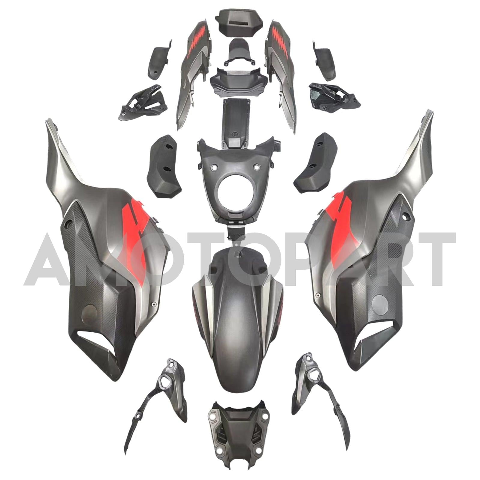 Amotopart Yamaha 2012-2017 MT07/FZ07 Red Black Fairing Kit