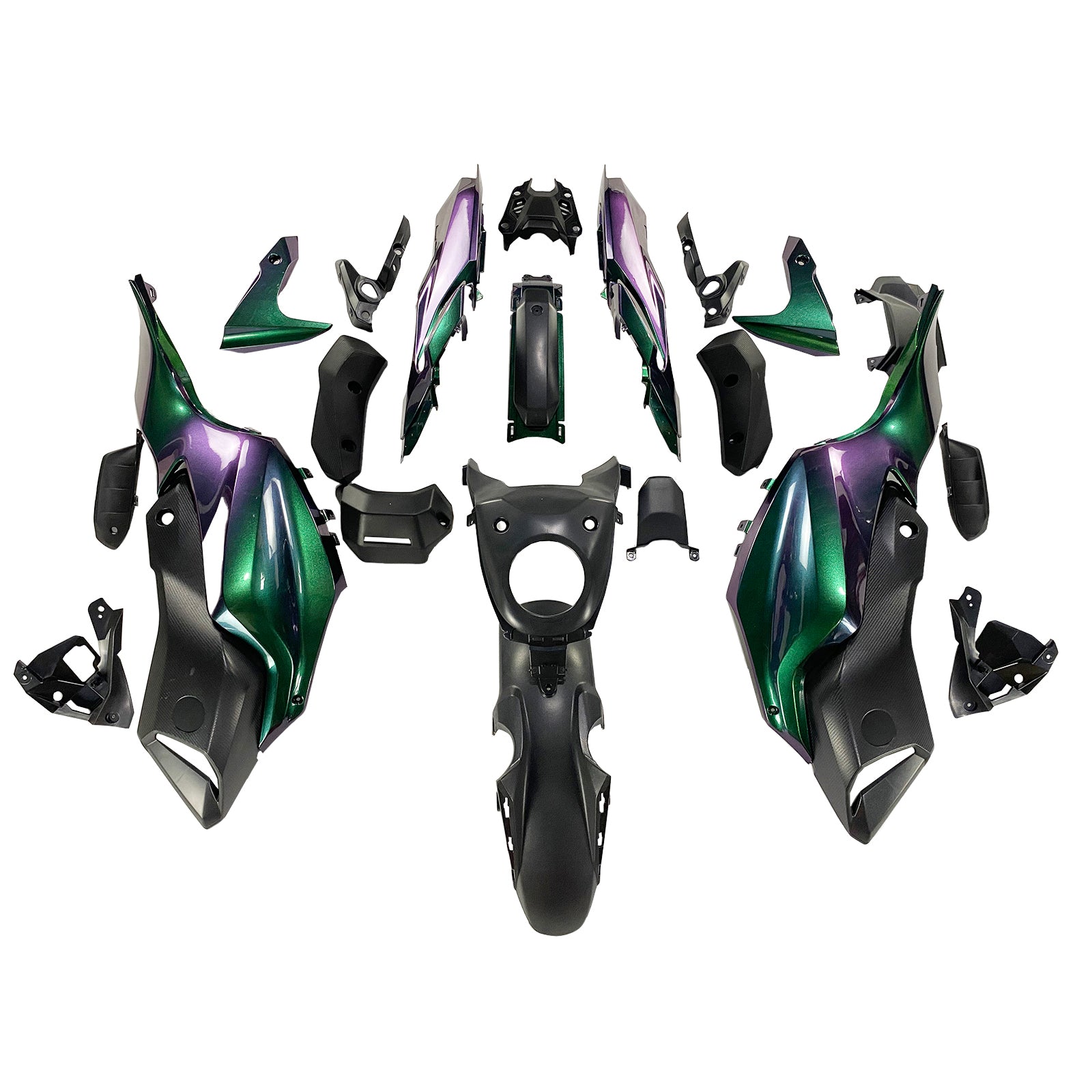 Amotopart 2012–2017 Yamaha MT-07/FZ-07 Schwarz-Grün-Verkleidungsset