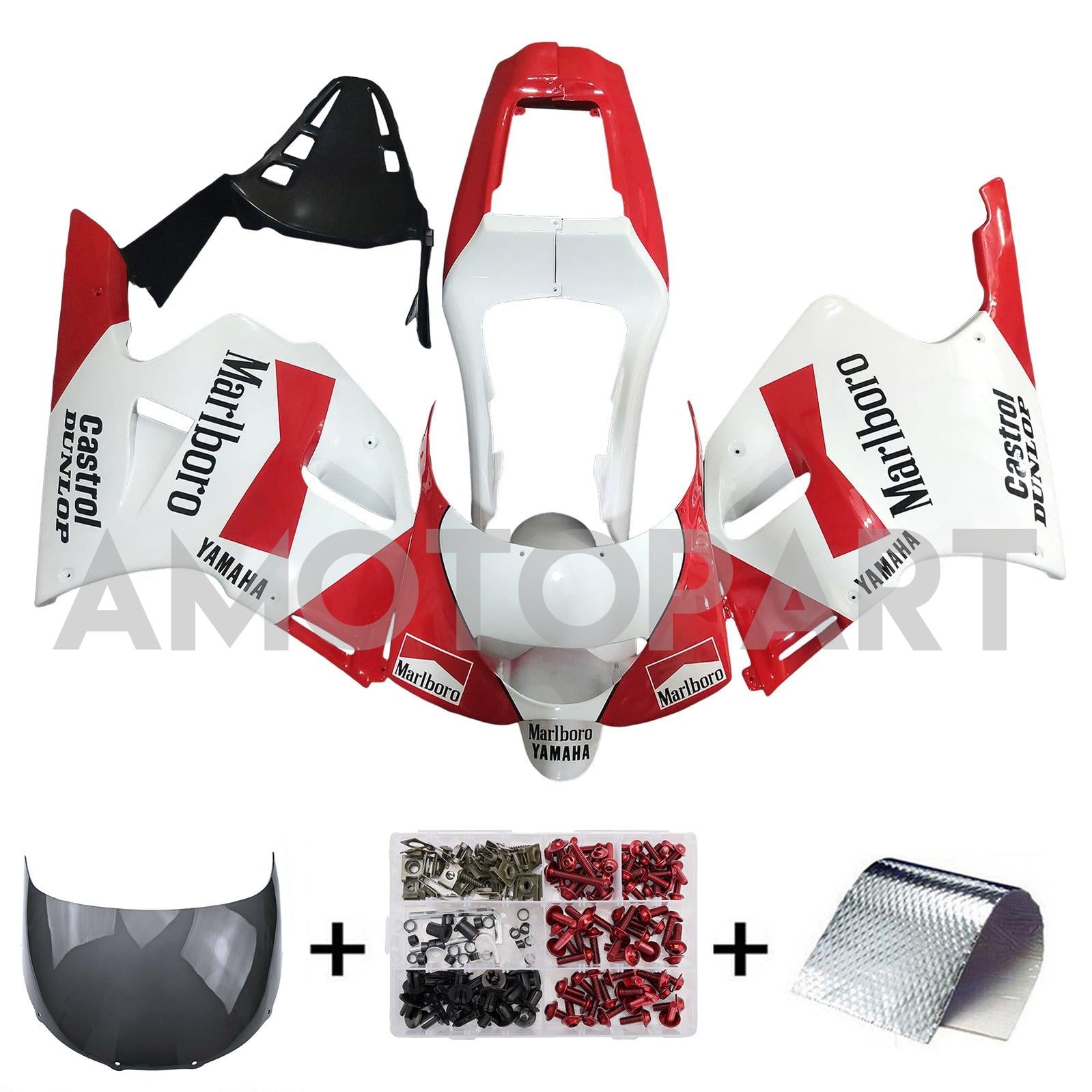 Amotopart Yamaha 1991-1994 TZR 250 Red White With Black Logos Fairing Kit