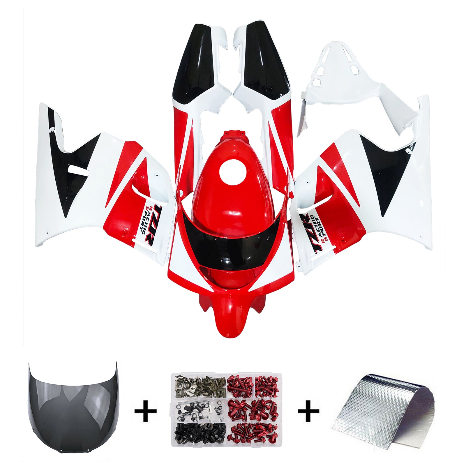 Amotopart 1991-1994 Yamaha TZR250 3XV Fairing Red & Black Kit