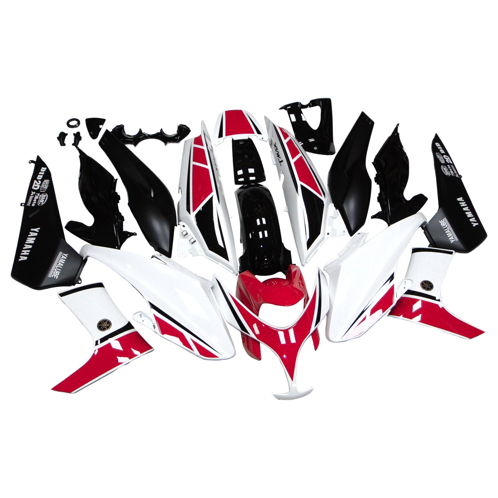 Amotopart Verkleidungsset für Yamaha 2008–2012 T-Max XP500, Weiß, Rot