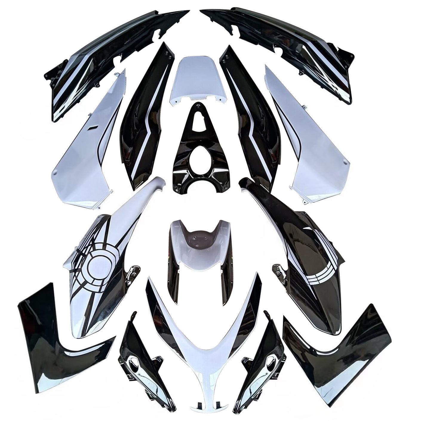 Amotopart 2008–2012 Yamaha T-Max XP500 Schwarz Weiß Verkleidungsset