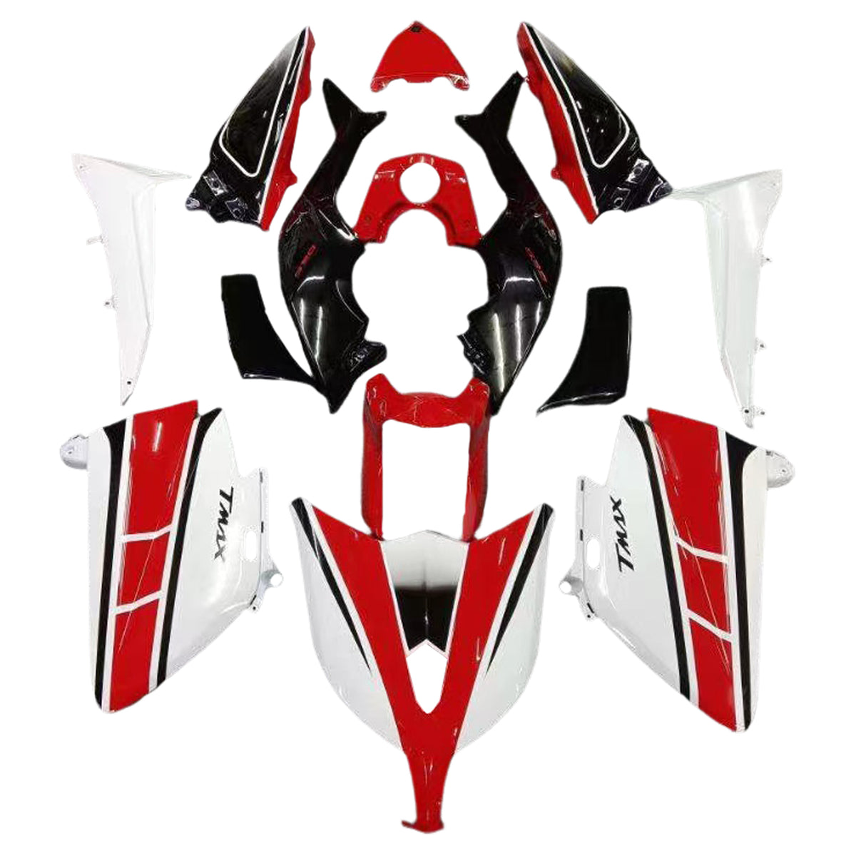 Amotopart 2012–2014 Yamaha T-Max TMAX530 Rot-Weiß Style1 Verkleidungsset
