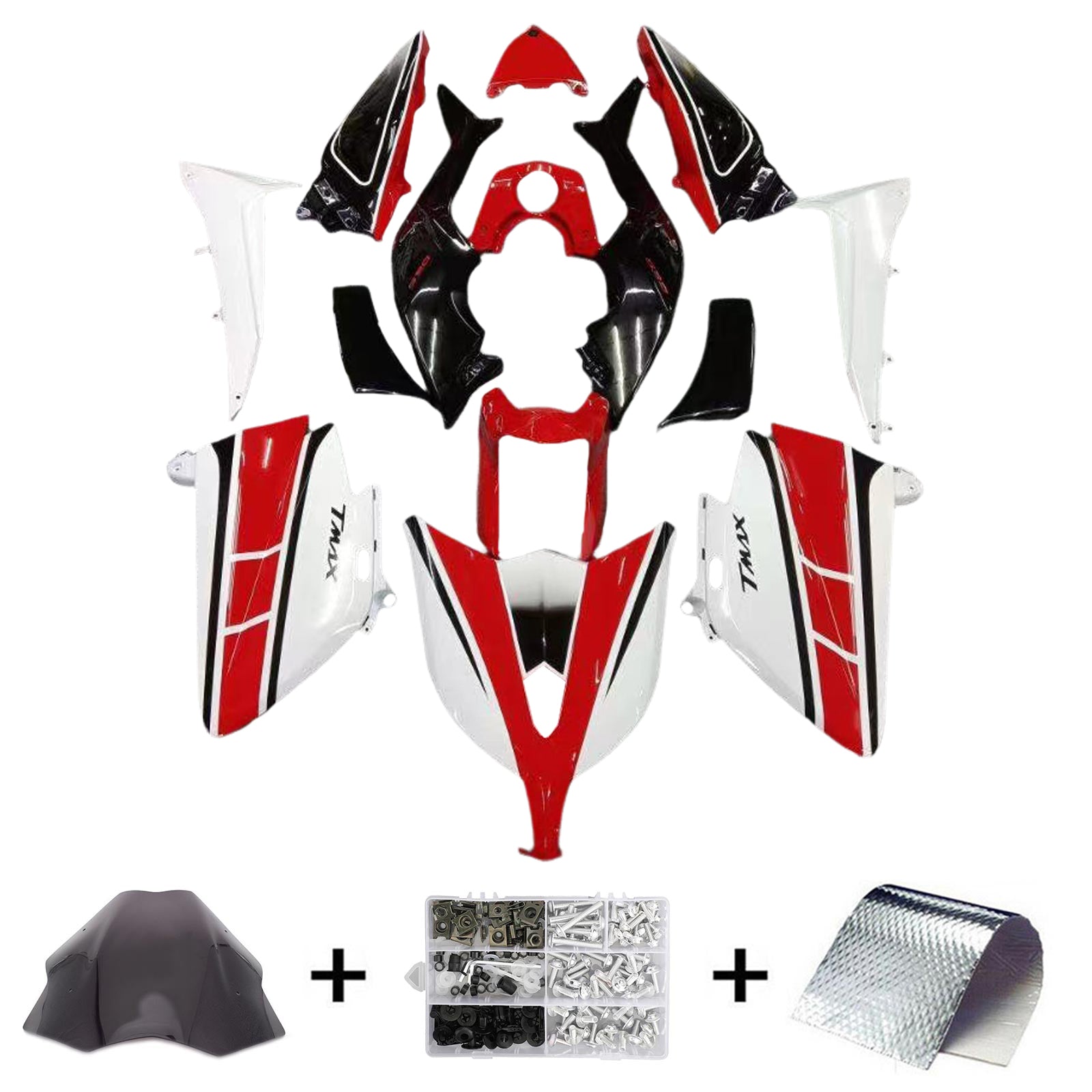 Amotopart 2012-2014 Yamaha T-Max TMAX530 Kit de carenado rojo y blanco Style1