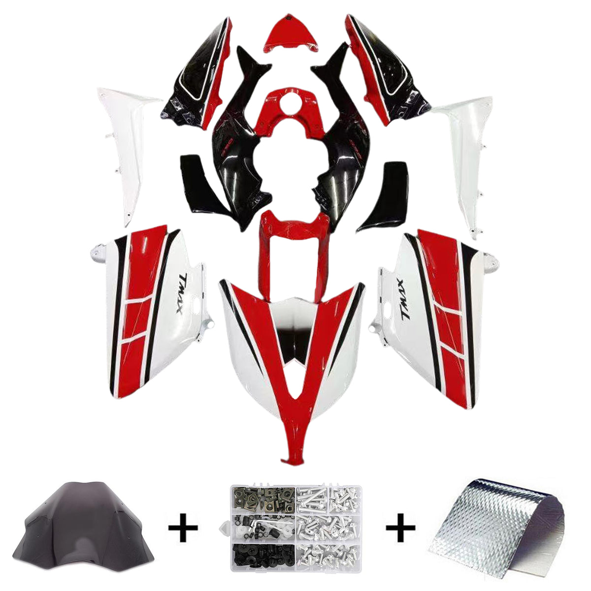 Kit carena Amotopart 2012-2014 Yamaha T-Max TMAX530 rosso e bianco Style1