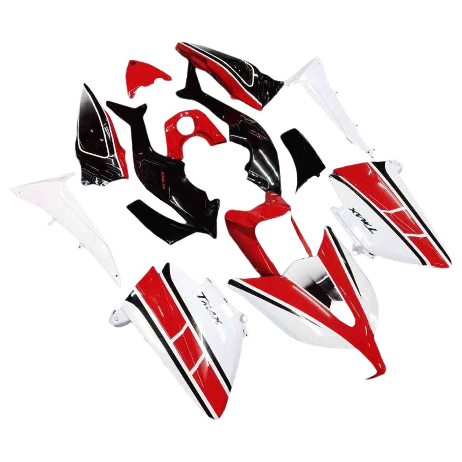 Amotopart 2012–2014 Yamaha T-Max TMAX530 Rot-Weiß Style1 Verkleidungsset