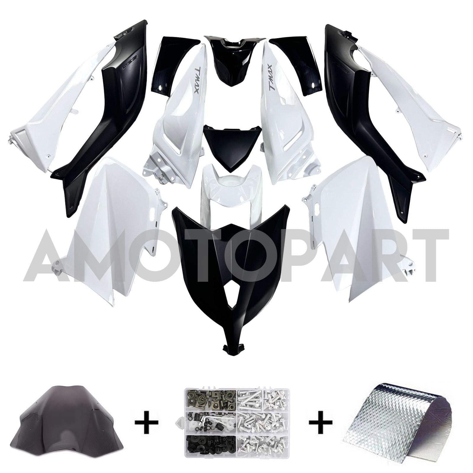 AMOTOPART 2012-2014 YAMAHA T-MAX TMAX530 Black & White Fairing Kit