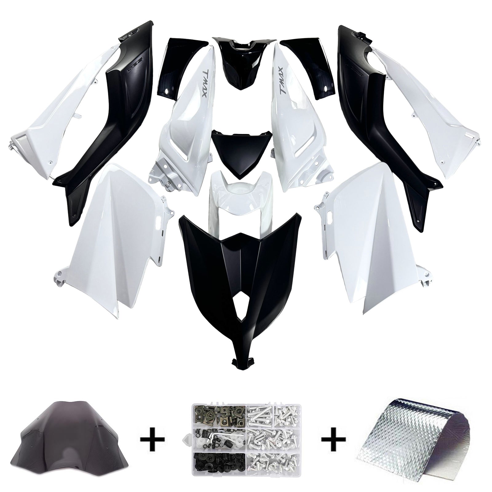 Amotopart 2012-2014 Yamaha T-Max TMAX530 Black&White Fairing Kit