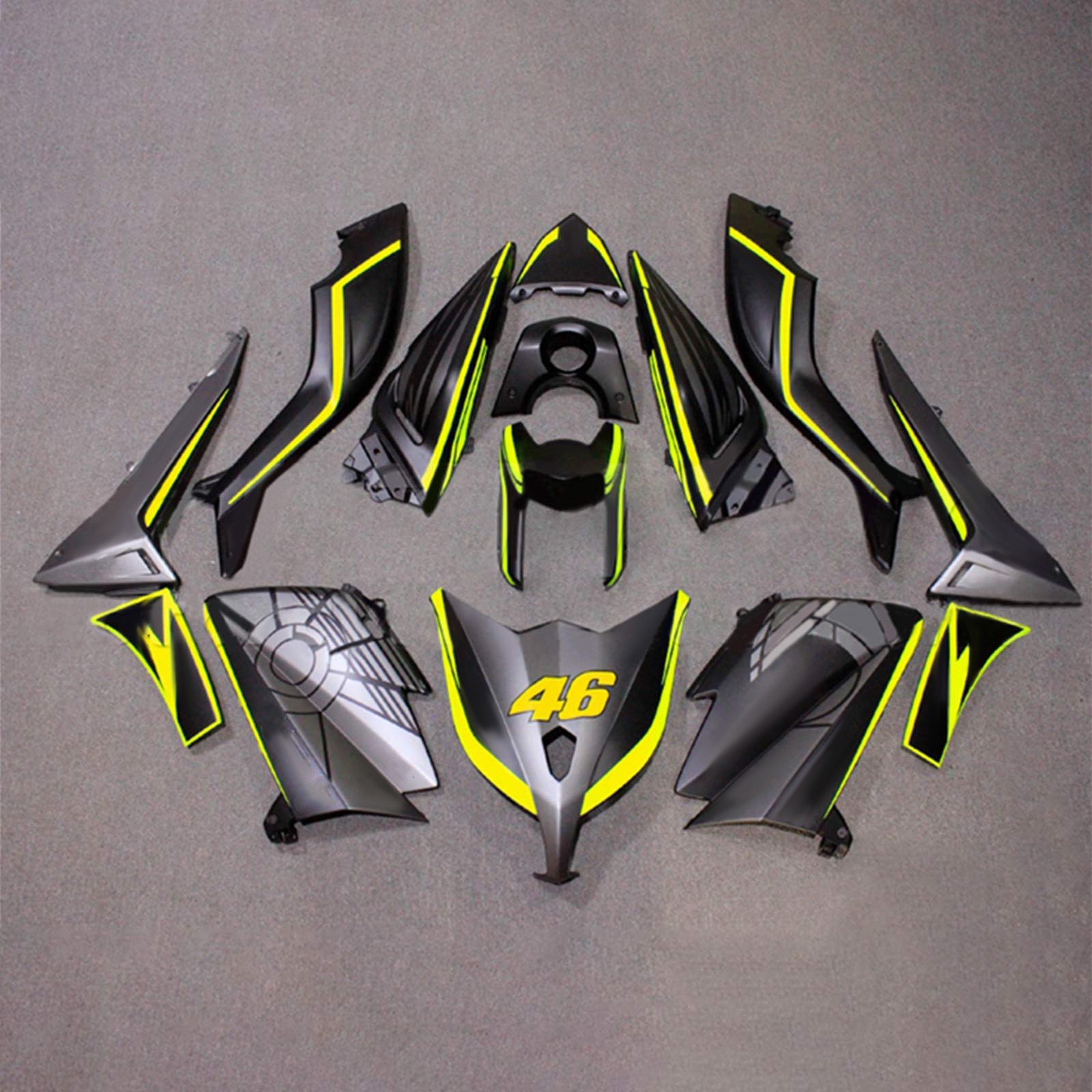 Amotopart 2012-2014 T-Max TMAX530 Yamaha Kit carenatura grigio opaco e giallo
