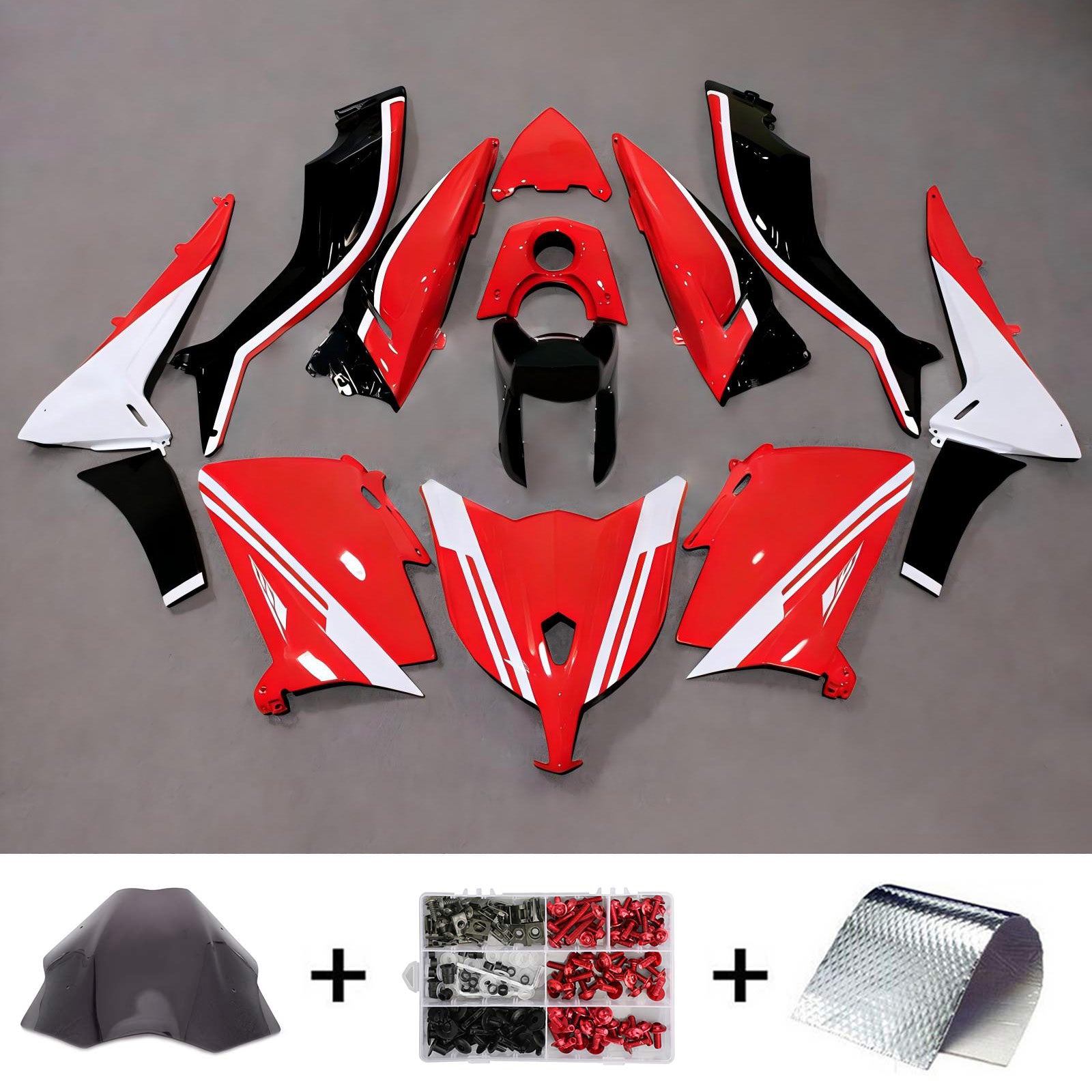 Kit carena Amotopart 2012-2014 TMax TMAX 530 Yamaha rosso e bianco Style2