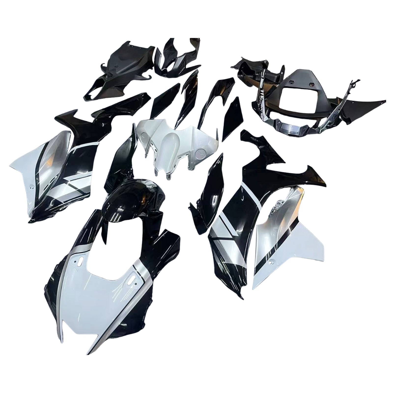 Amotopart Yamaha 2020–2025 YZF R1 Schwarz-weißes Verkleidungsset