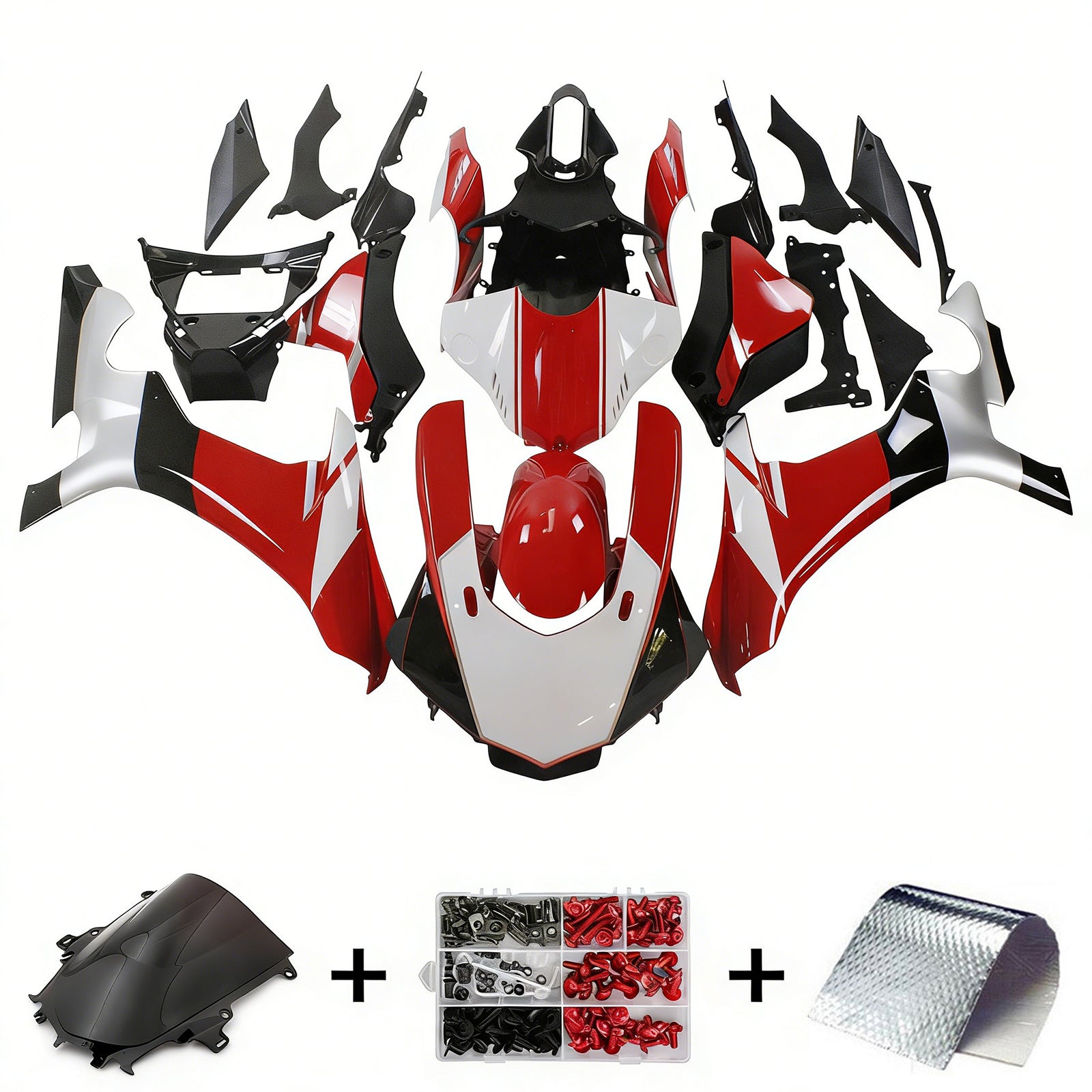 Amotopart Yamaha 2020-2025 YZF R1 White Red Fairing Kit