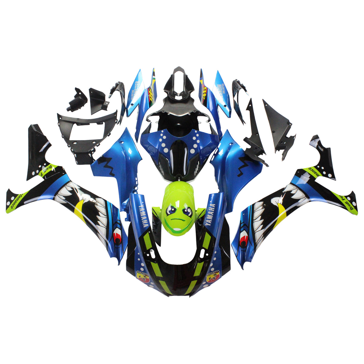 Kit carena Amotopart 2020-2024 YZF R1 Yamaha Monster blu e verde