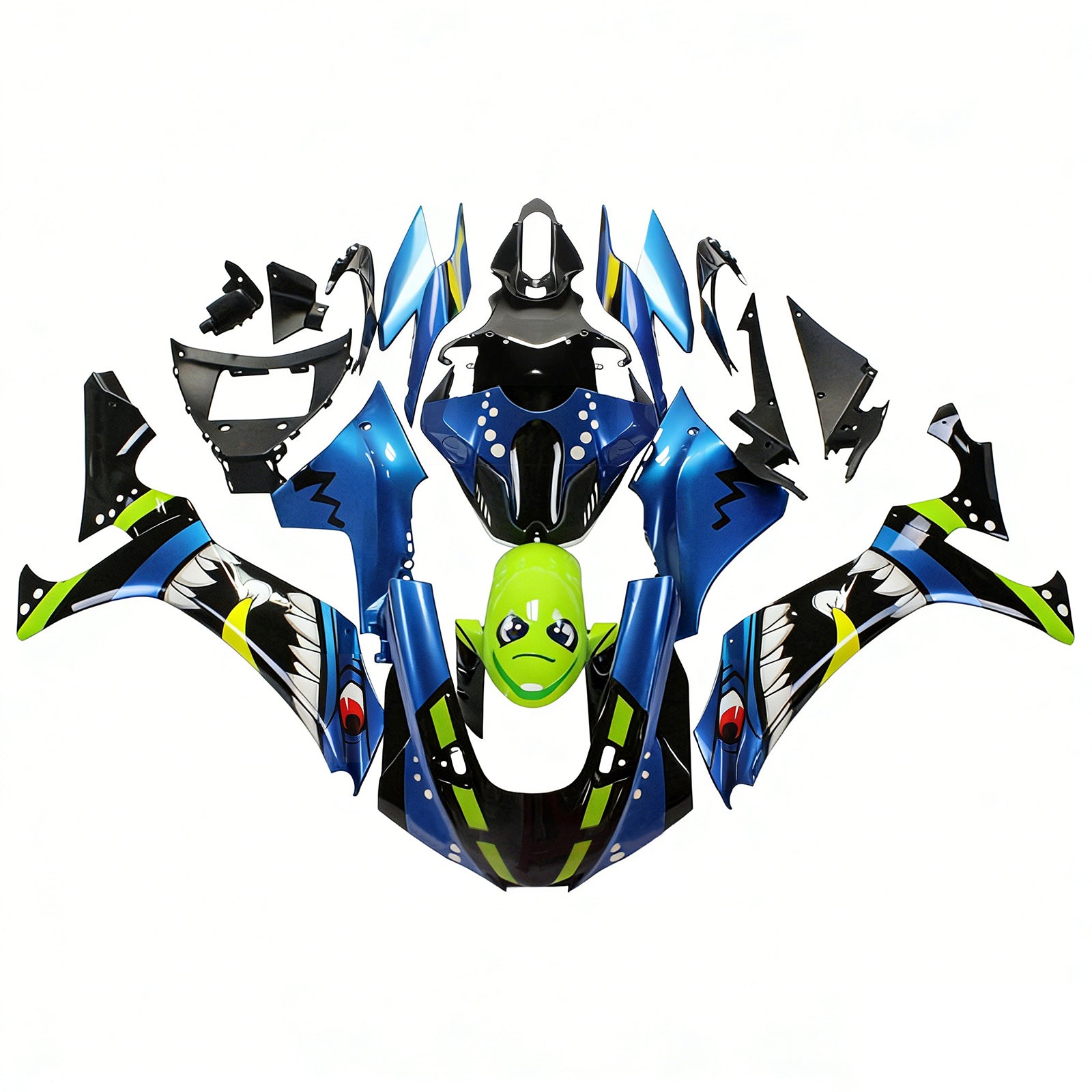 Amotopart 2020-2025 YZF R1 Yamaha Blue&Green Monster Fairing Kit