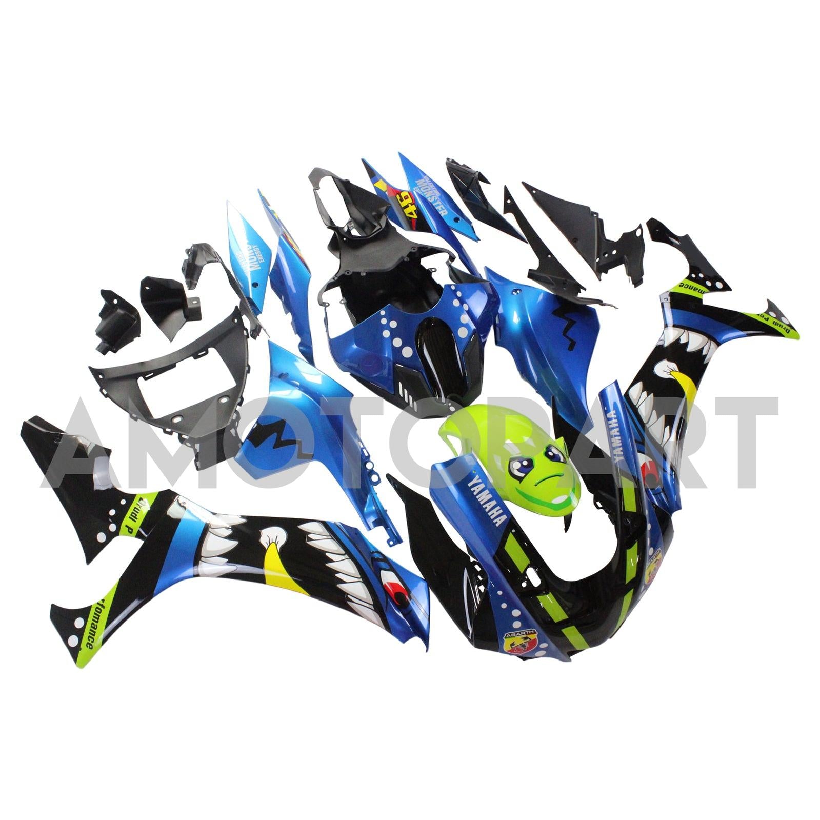 Amotopart 2020-2025 YZF R1 Yamaha Blue&Green Monster Fairing Kit