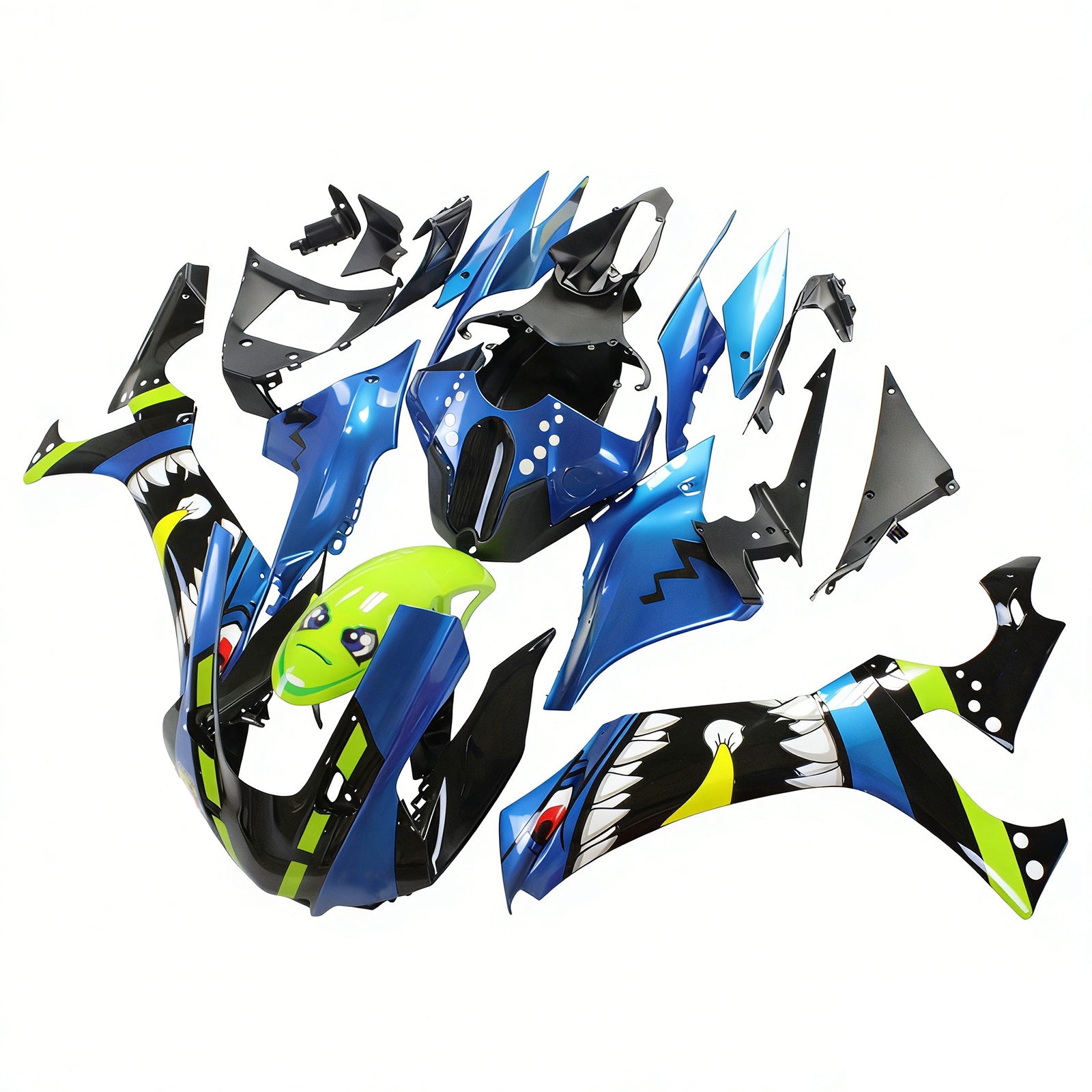Amotopart 2020-2025 YZF R1 Yamaha Bleu&Kit de carénage Green Monster