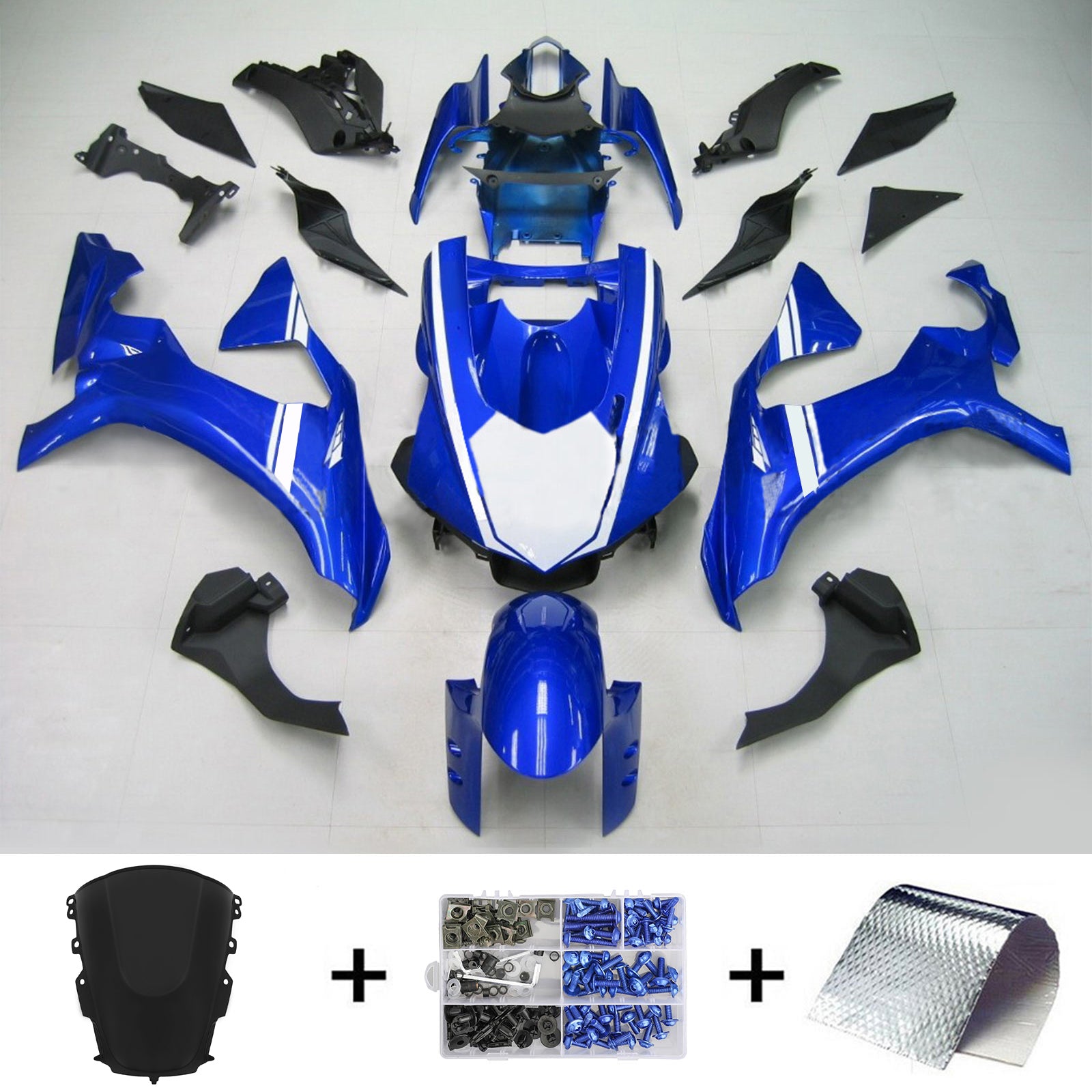 Amotopart Yamaha 2020-2026 YZF R1 Blue Withe Verkleidungsset