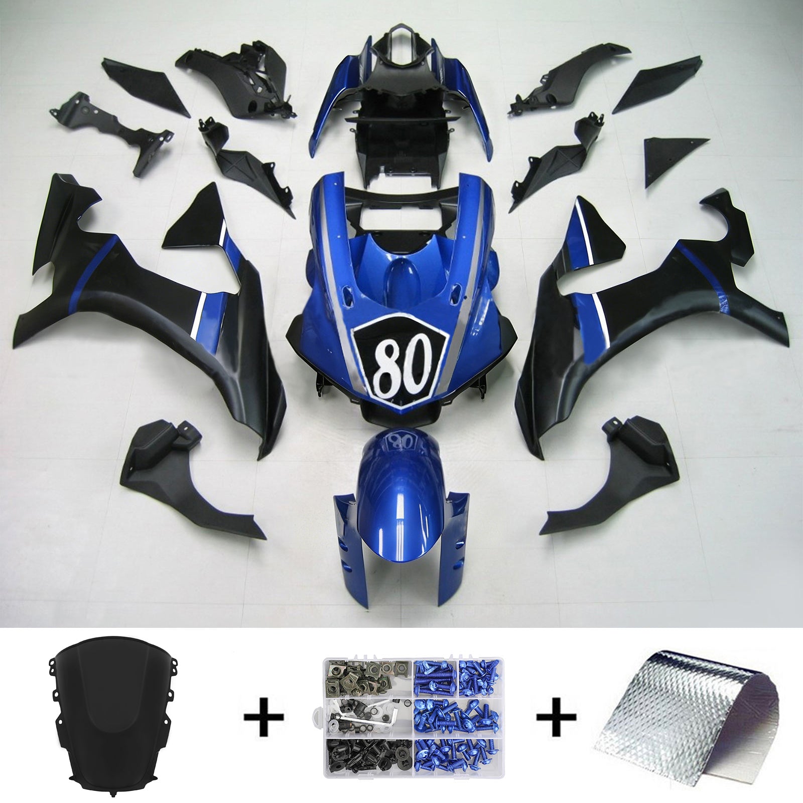 Amotopart Yamaha 2020–2026 YZF R1 Schwarz mit blauem Verkleidungsset