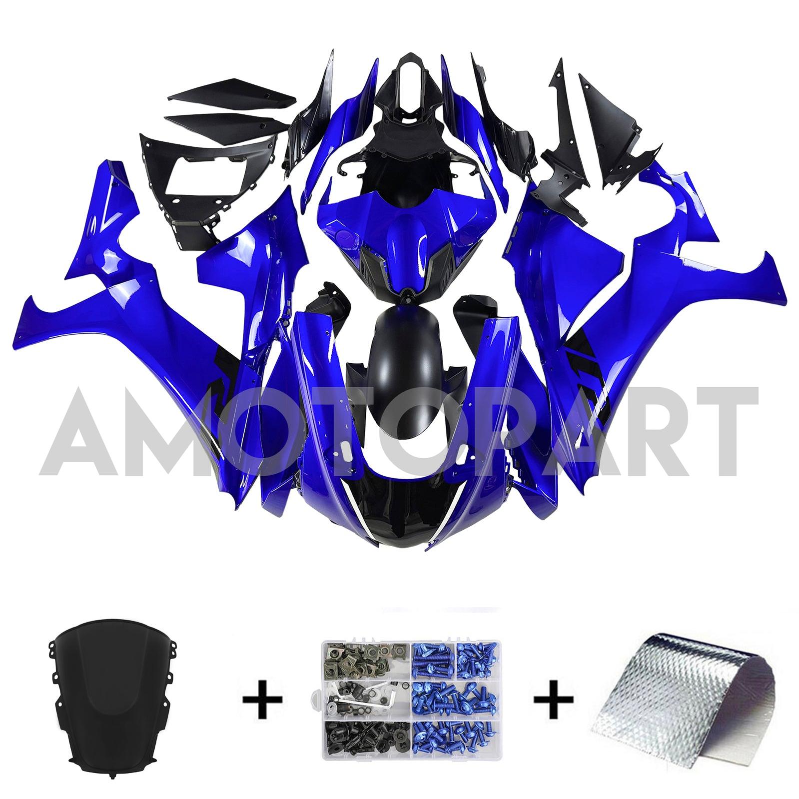 Amotopart Yamaha 2020-2025 YZF R1 Blue With Black Fairing Kit