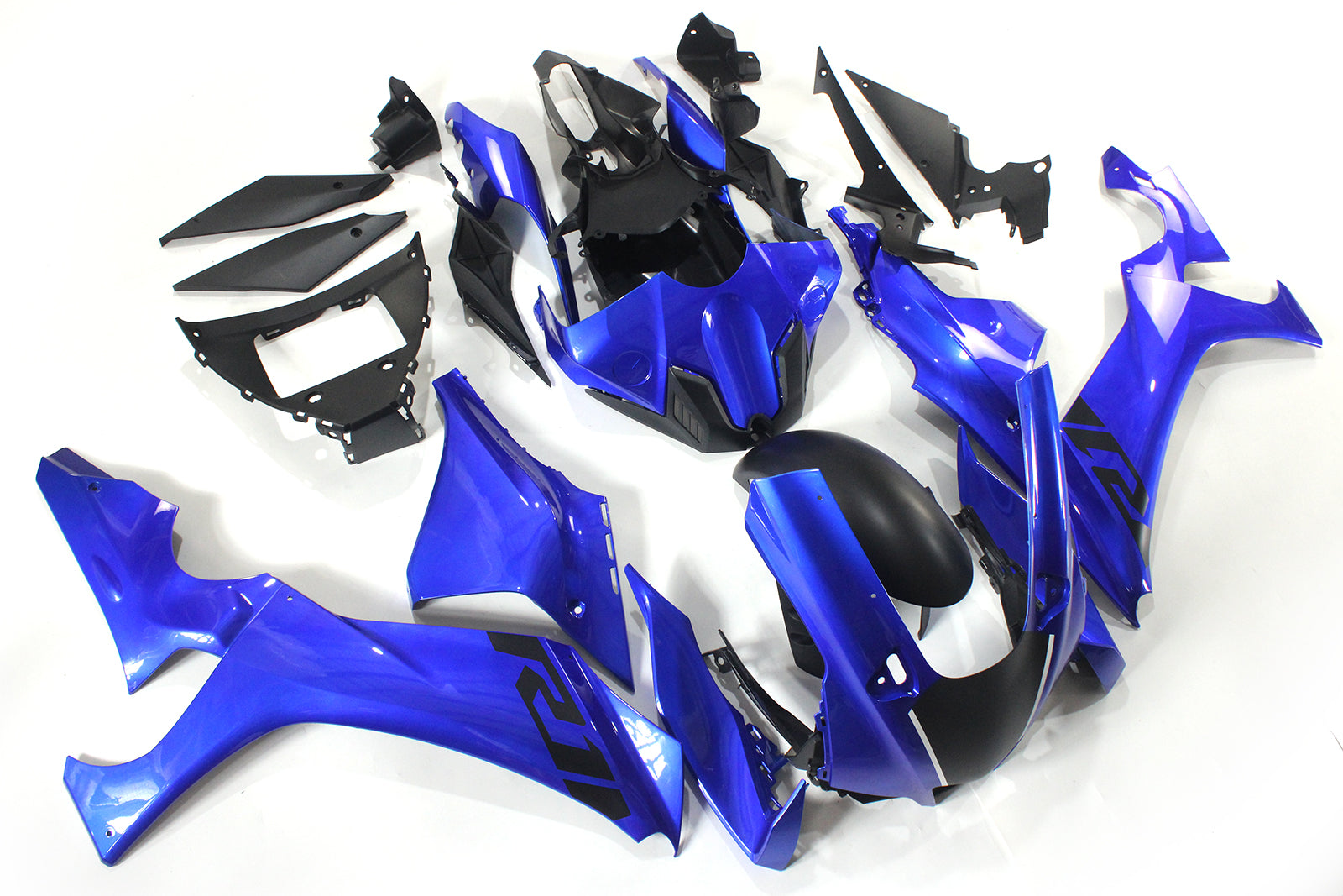 Amotopart Yamaha 2020–2024 YZF R1 Blau mit schwarzem Verkleidungsset