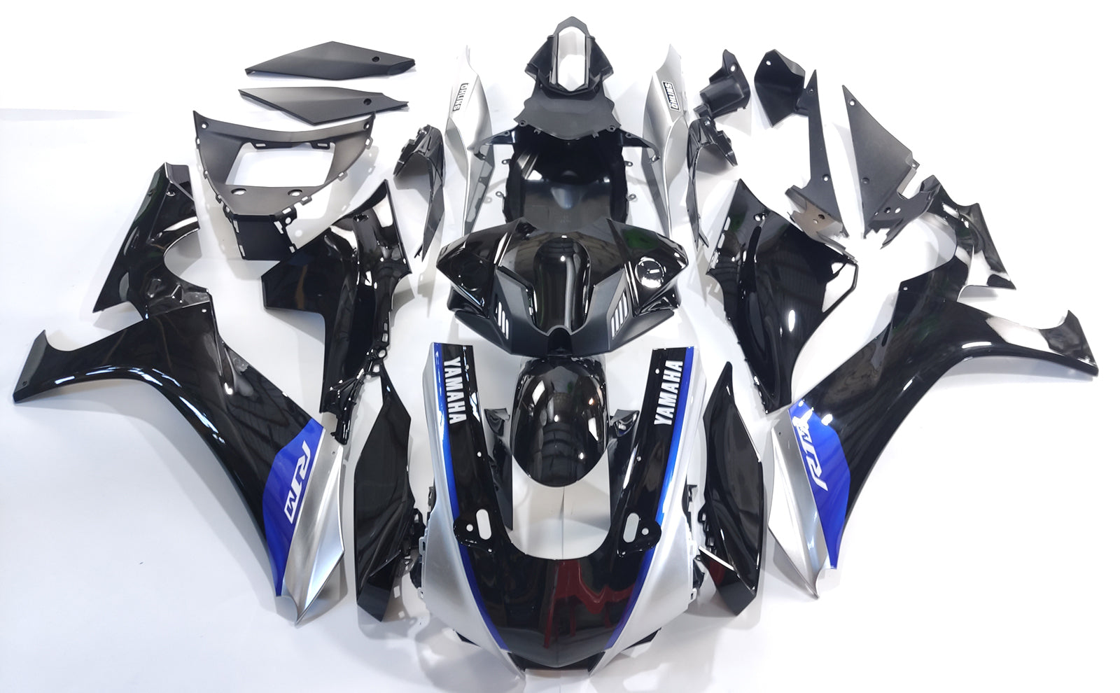 Amotopart Yamaha 2020–2024 YZF R1 Black Sliver Verkleidungsset