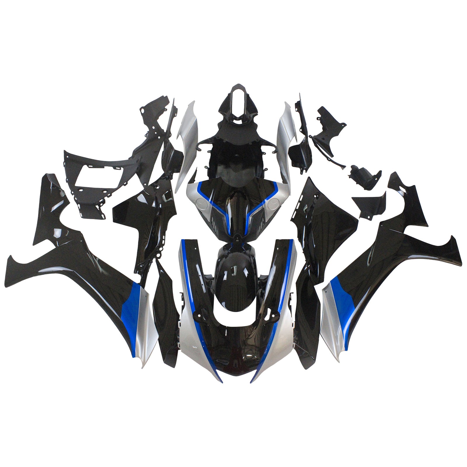 Amotopart ヤマハ 2020-2024 YZF R1 ブラック シルバー フェアリングキット