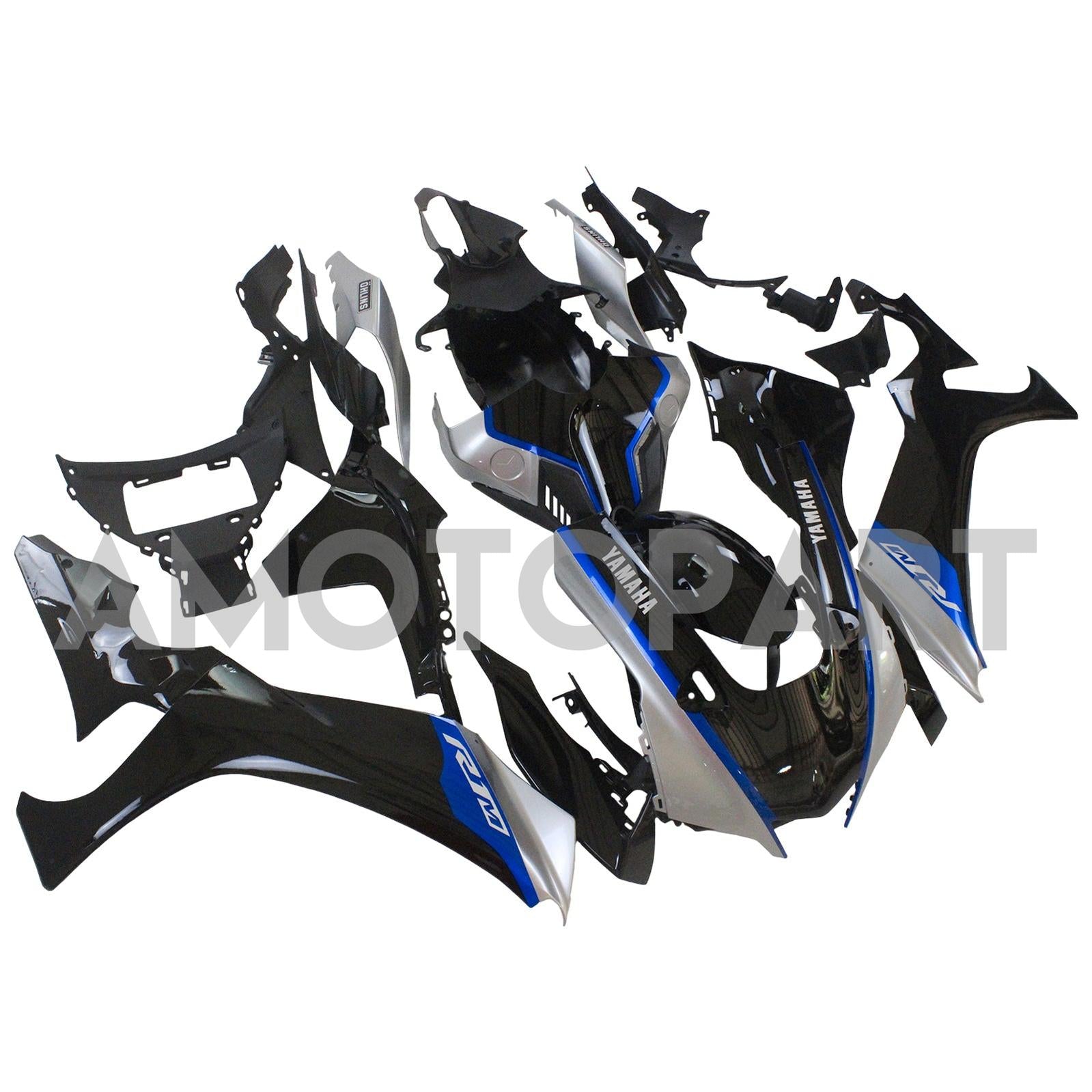 Amotopart Yamaha 2020-2025 YZF R1 Black Sliver Fairing Kit