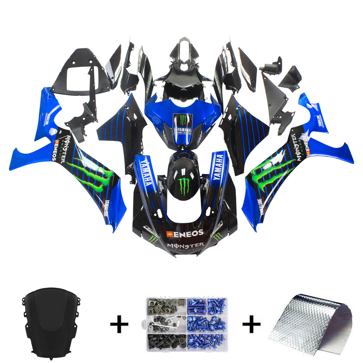 Amotopart Yamaha 2020-2024 YZF R1 Black Monster Fairing Kit