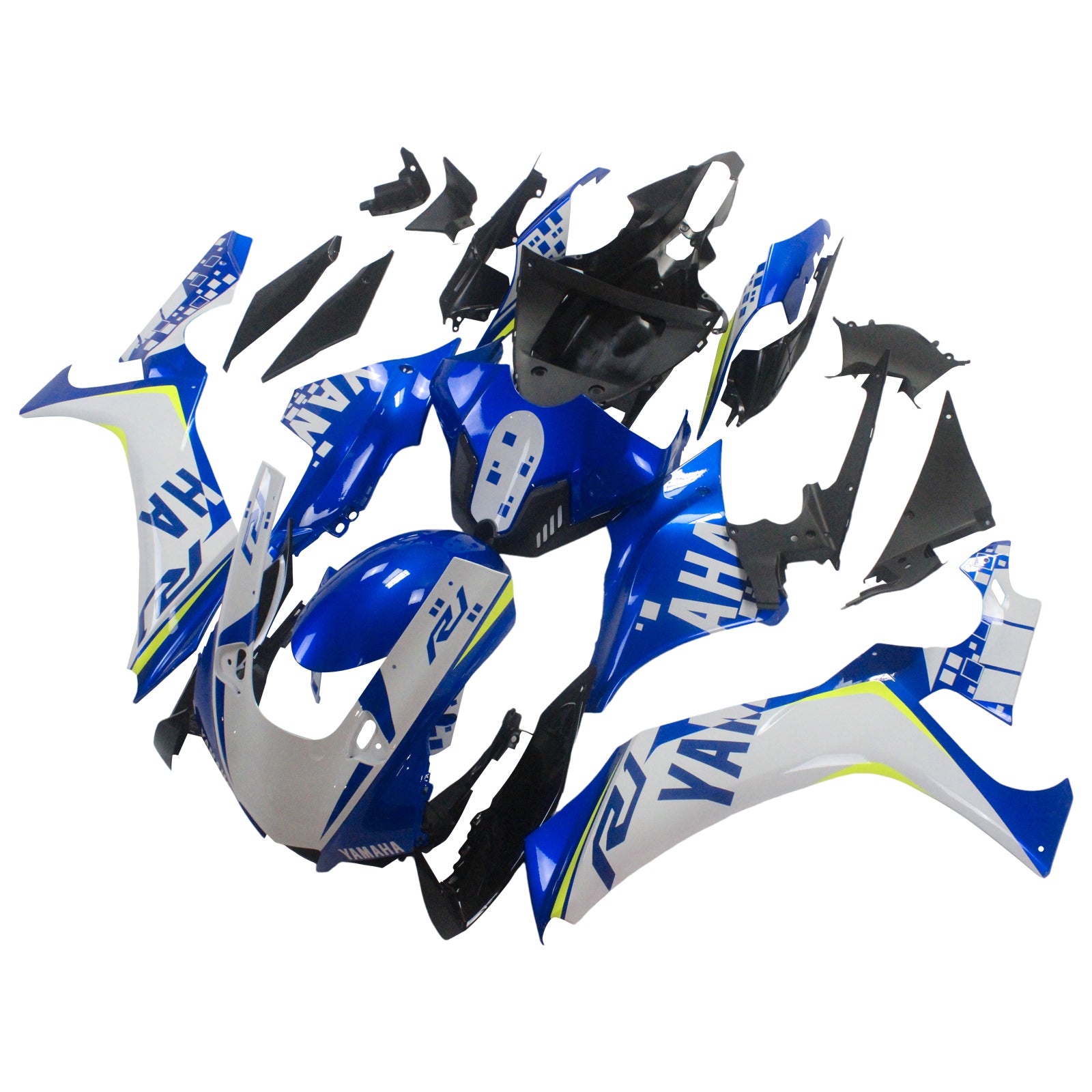 Amotopart Yamaha 2020–2024 YZF R1 weiß-blaues Logo-Verkleidungsset