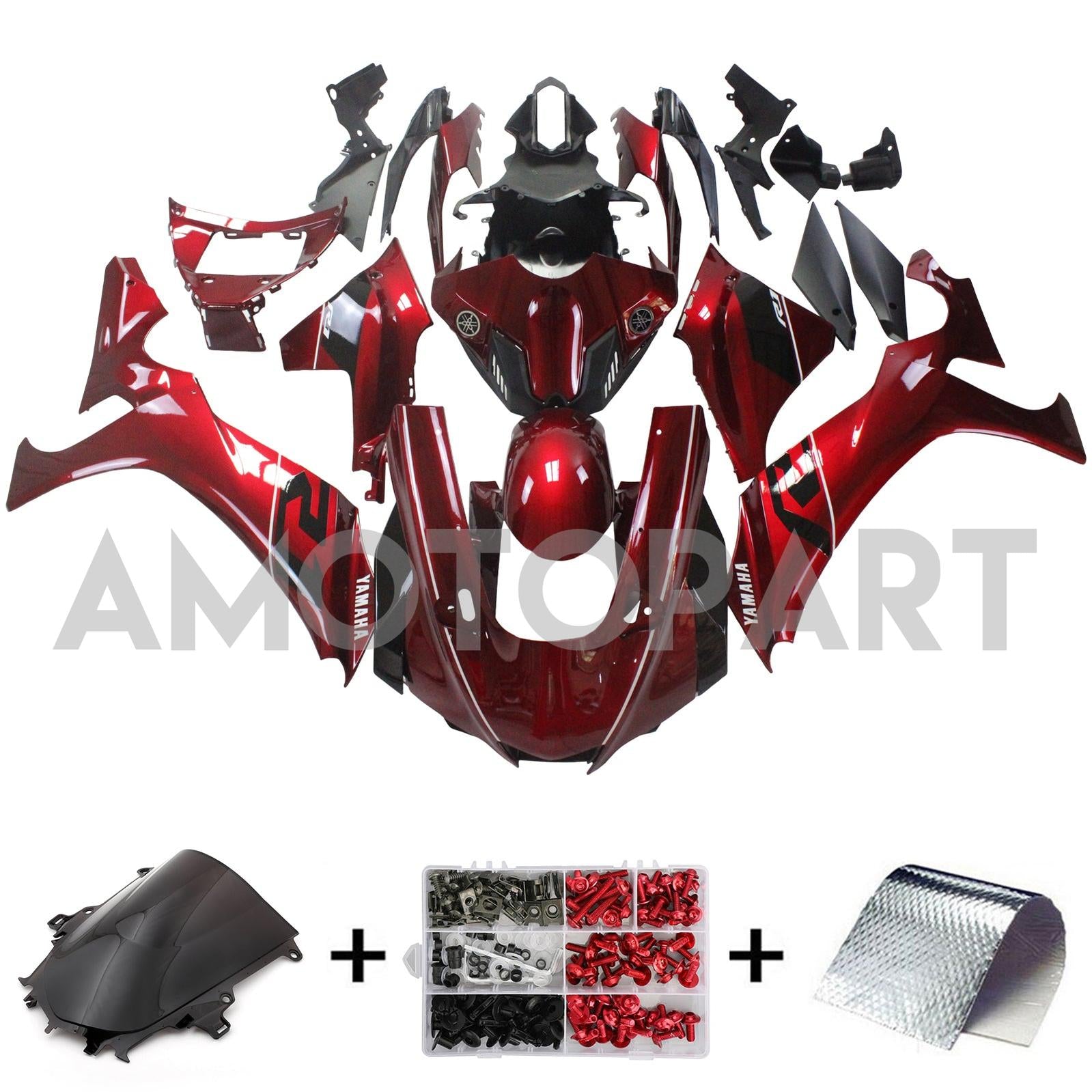 Amotopart Yamaha 2020-2025 YZF R1 Gloss Dark Red Fairing Kit