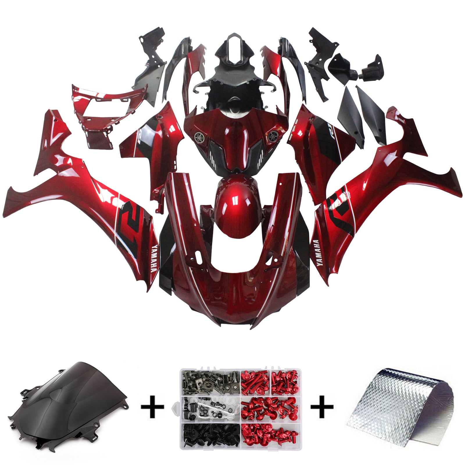 Amotopart Yamaha 2020-2024 YZF R1 Gloss Dark Red Fairing Kit