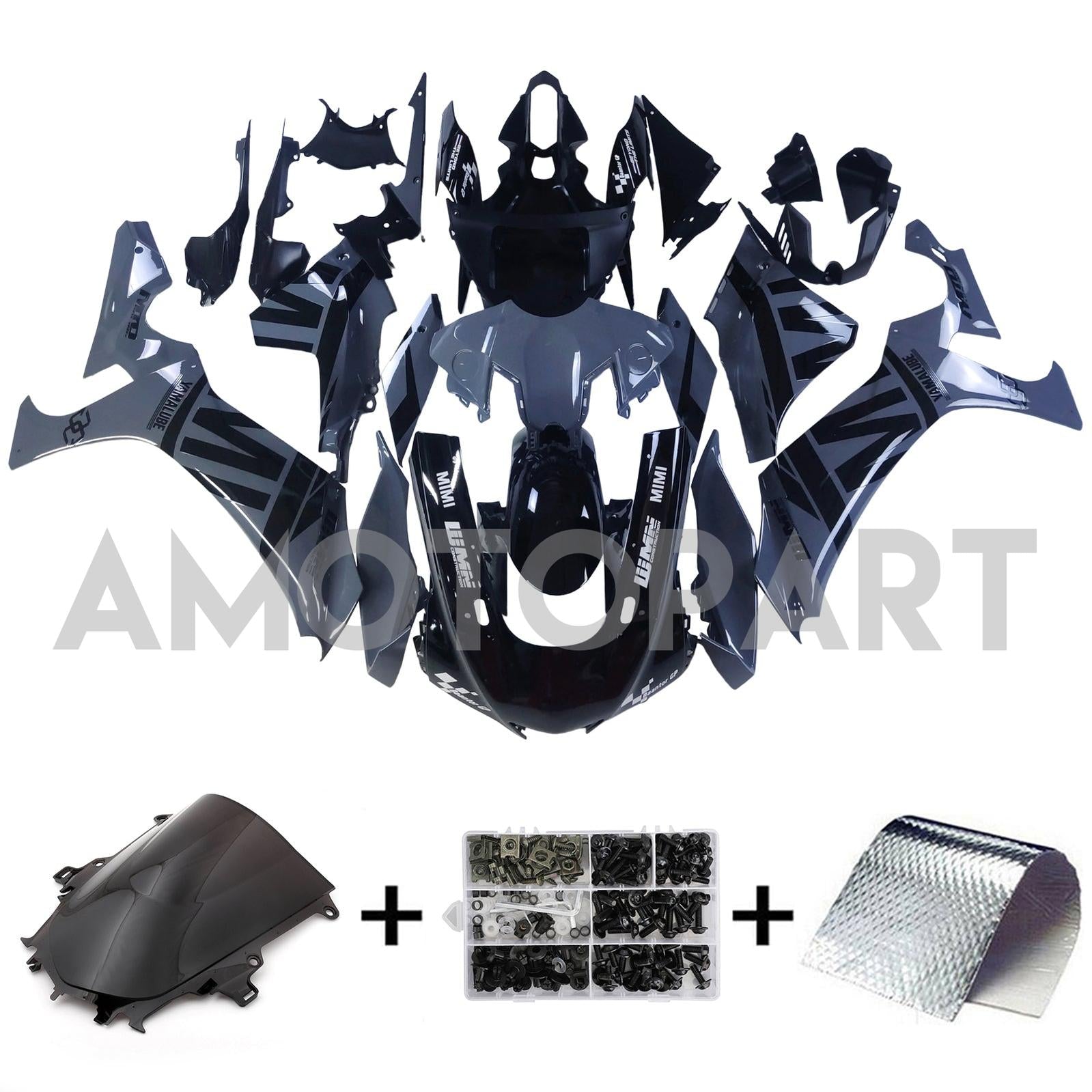 Amotopart 2020-2025 Yamaha YZF R1 Black&Grey Fairing Kit