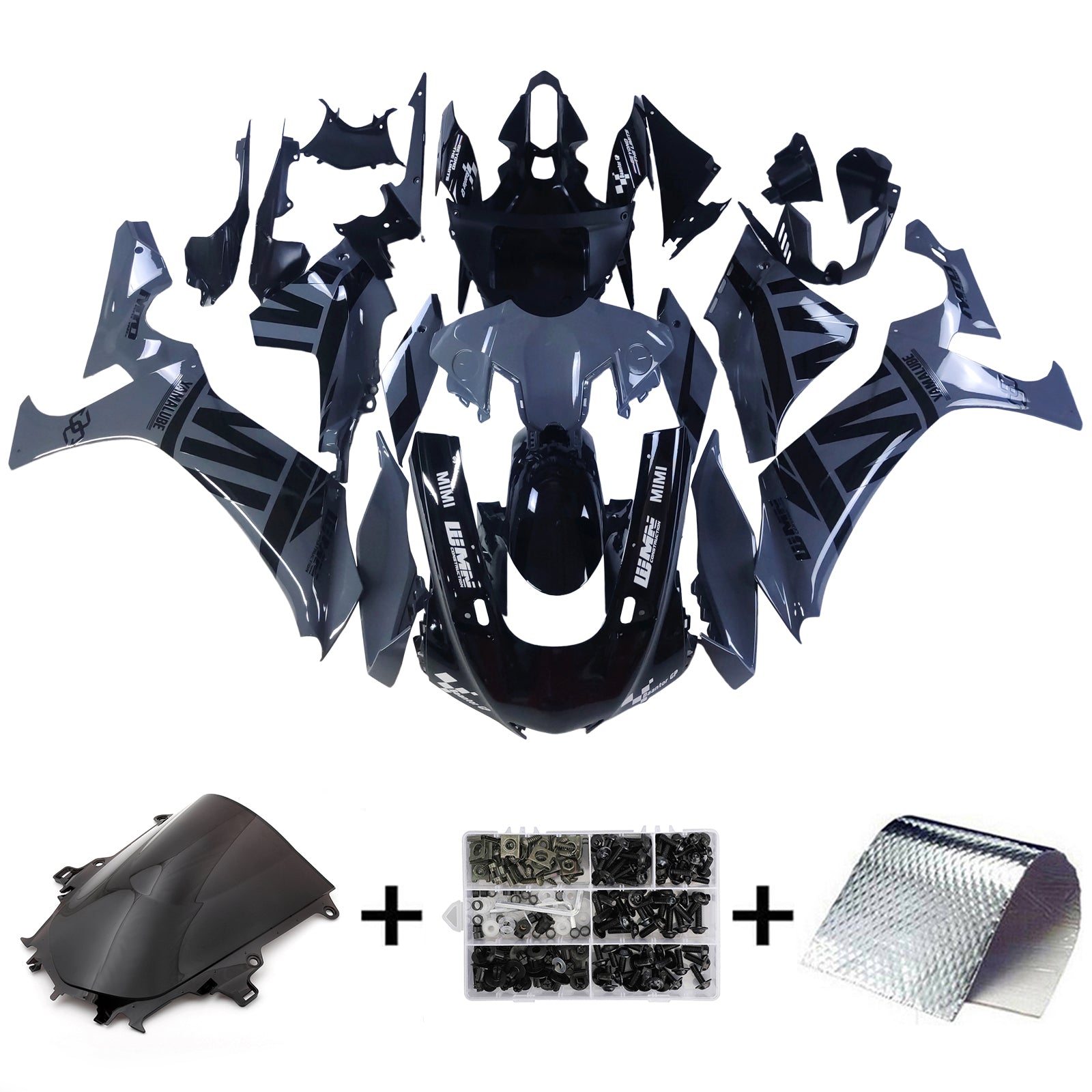Amotopart 2020-2025 Yamaha YZF R1 Black&Grey Fairing Kit