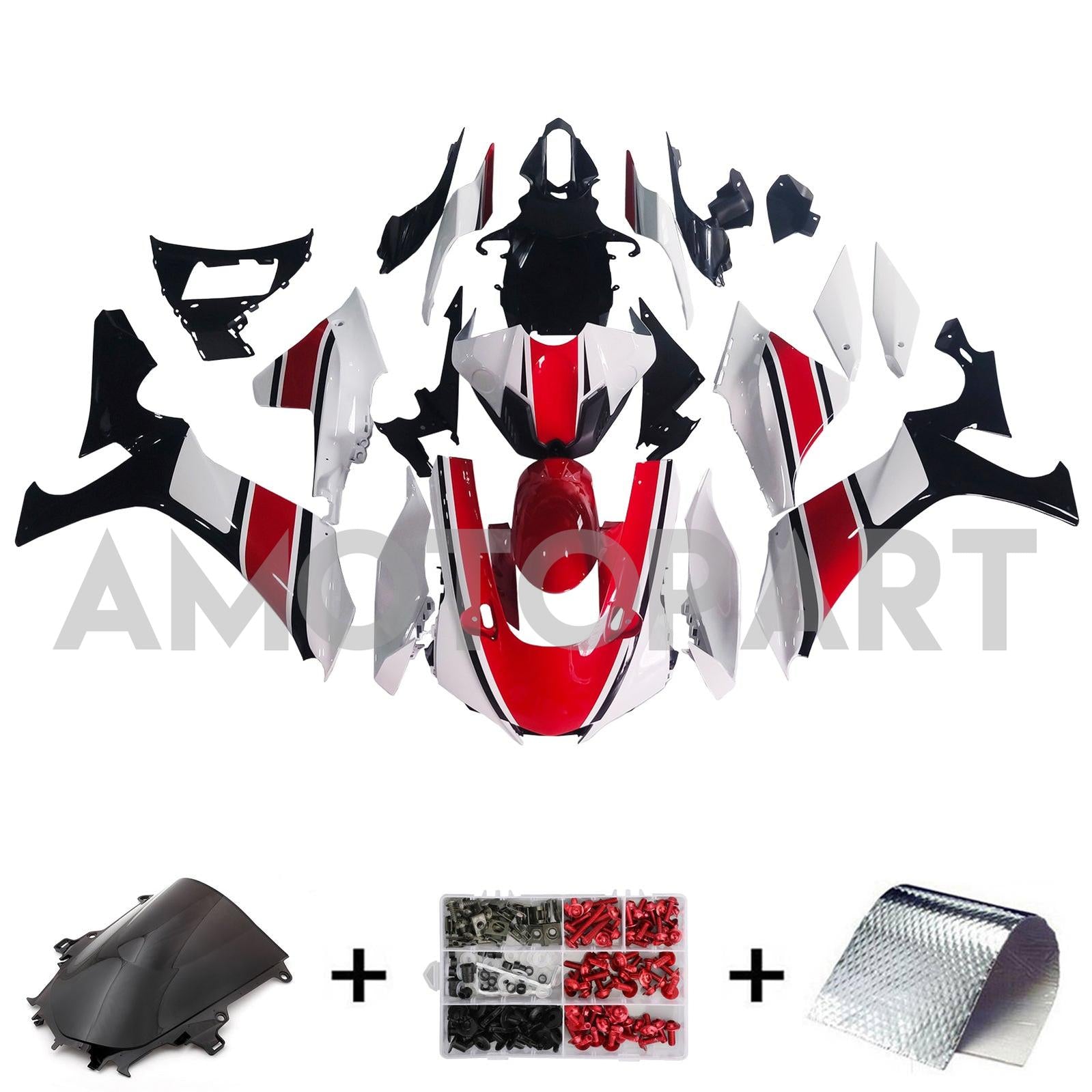 Amotopart 2020-2025 Yamaha YZF R1 White Black Red Fairing Kit