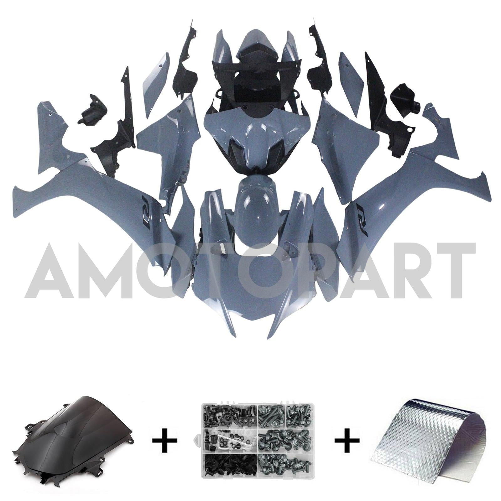 Amotopart 2020-2025 Yamaha YZF R1 Glossy Grey Fairing Kit