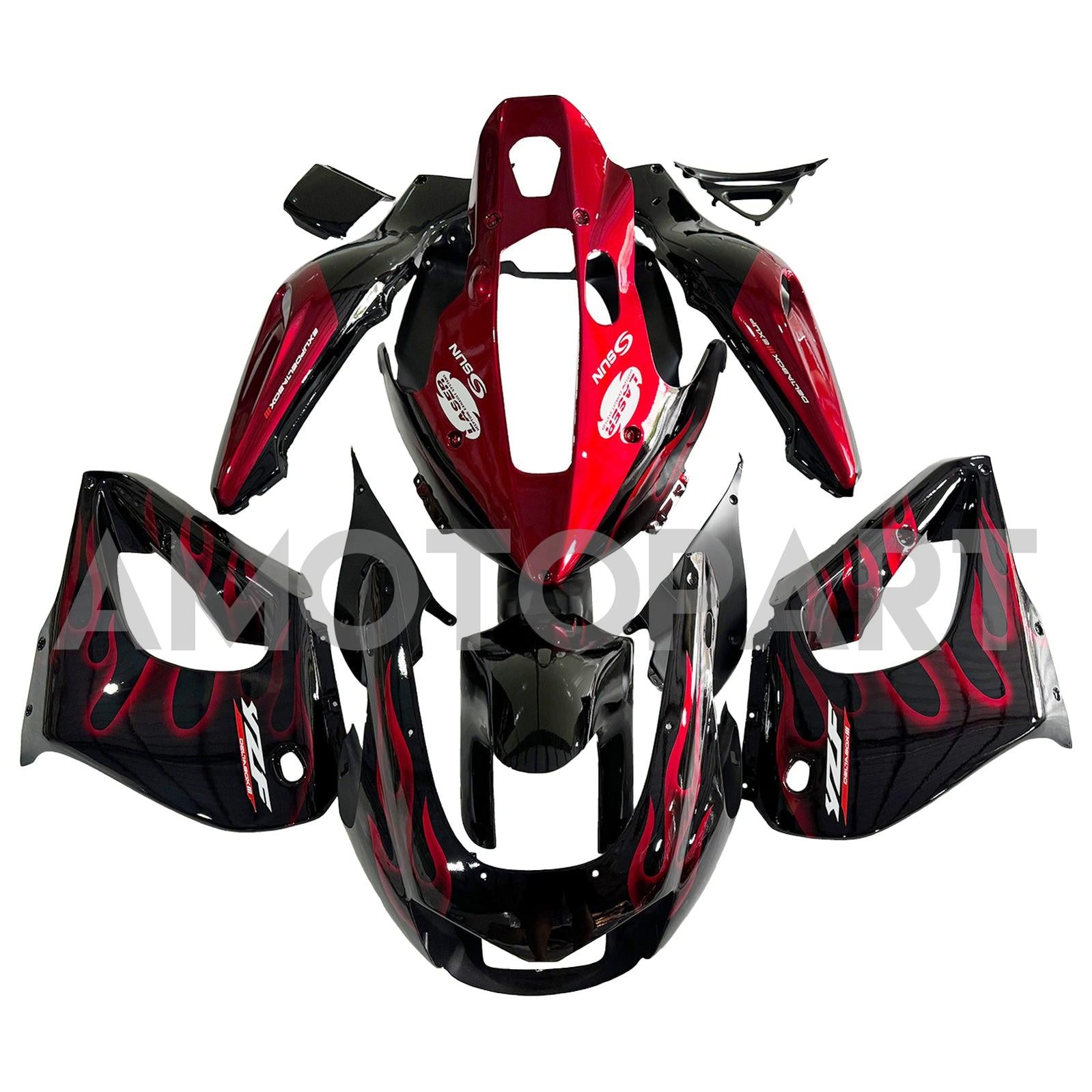 Amotopart 1997-2007 Yamaha YZF1000R Thunderace Fairing Red&Black Style4 Kit