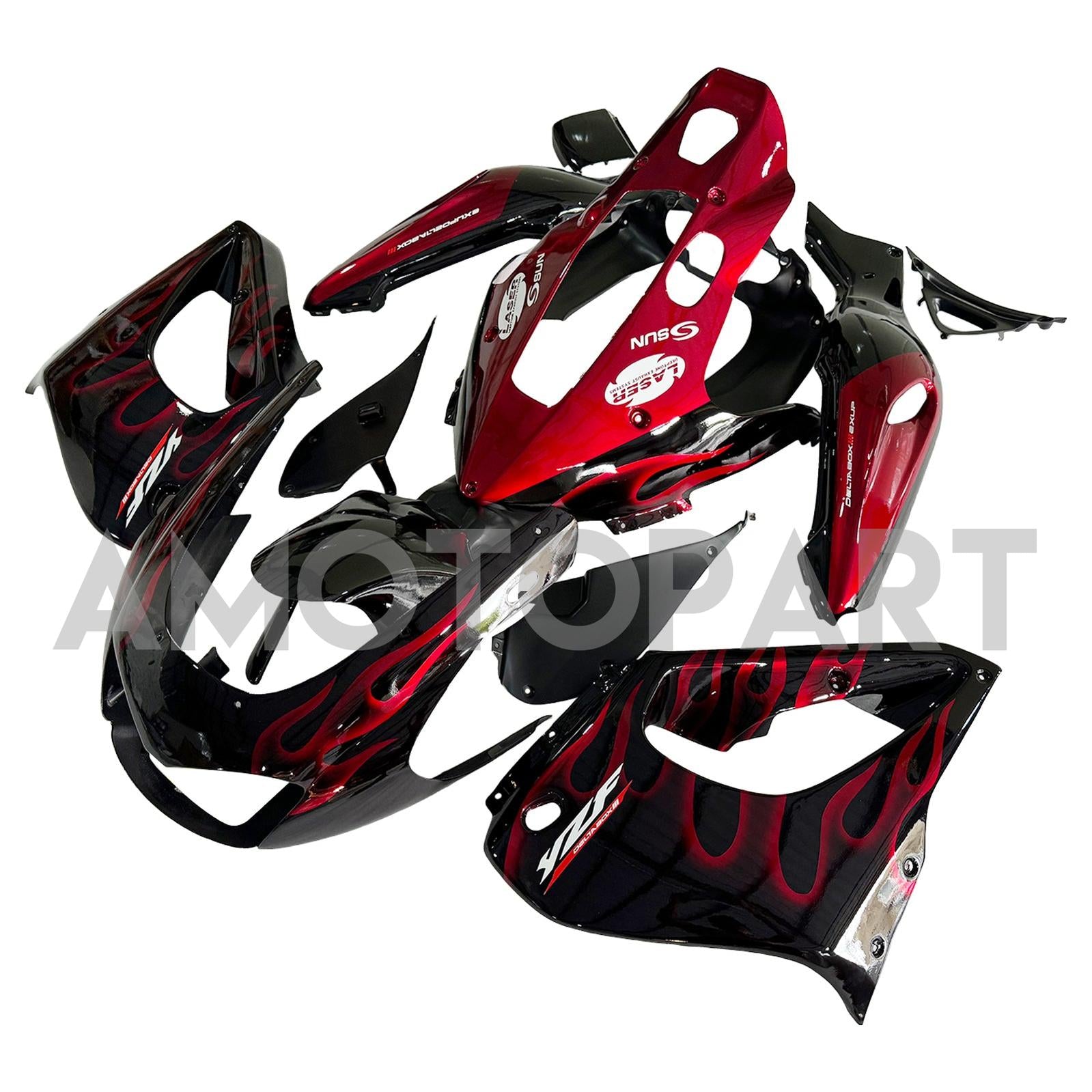 Amotopart 1997-2007 Yamaha YZF1000r Thunderace Fairing Red & Black Style4 Kit