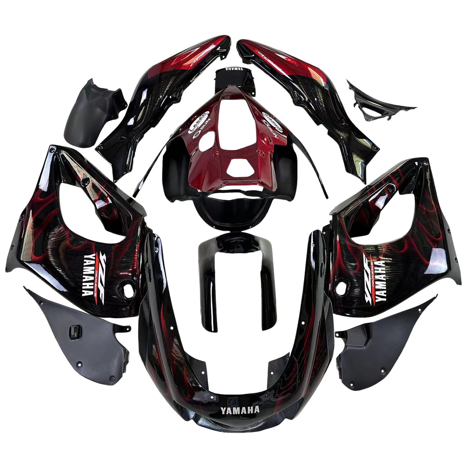 Amotopart 1997-2007 Yamaha YZF1000R Thunderace Fairing Red&Black Style3 Kit