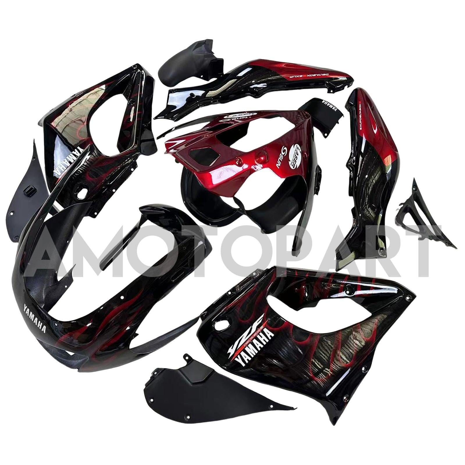 Amotopart 1997-2007 Yamaha YZF1000R Thunderace Fairing Red&Black Style3 Kit