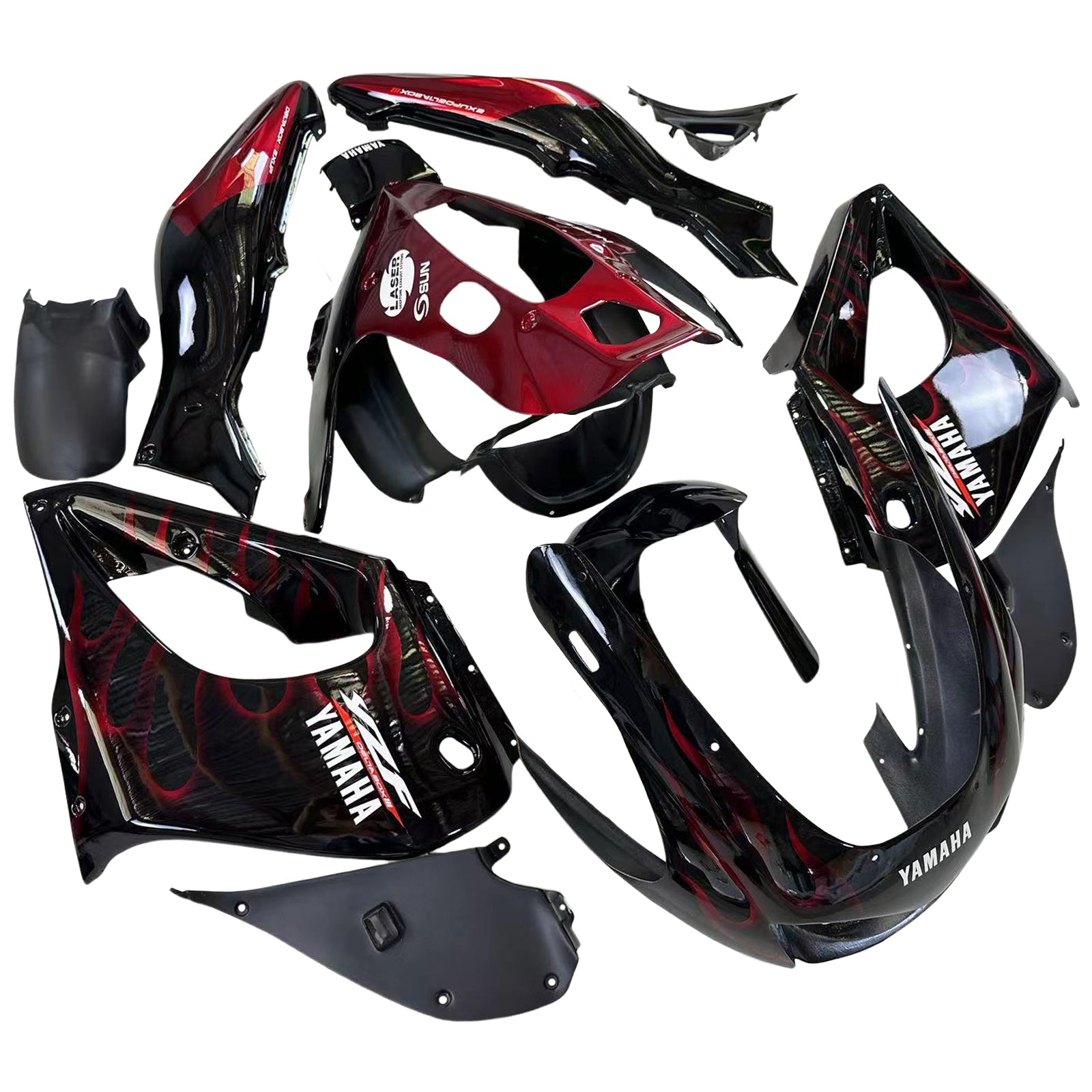 Amotopart 1997-2007 Yamaha YZF1000R Thunderace Fairing Red&Black Style3 Kit