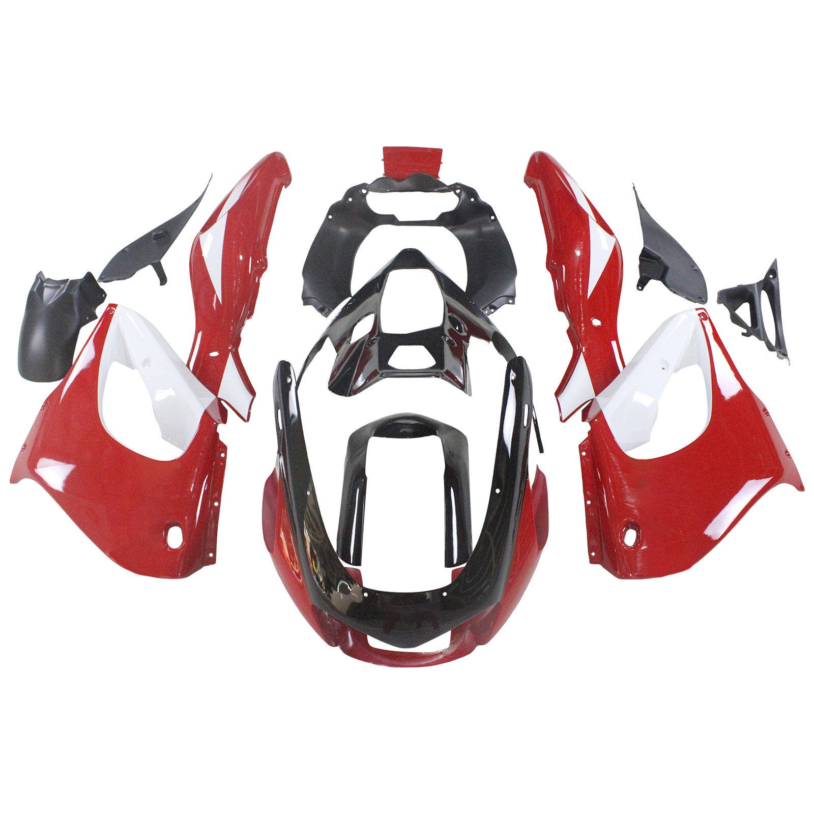 Carénage Amotopart pour Yamaha YZF1000R Thunderace 1997-2007, rouge&Kit Style1 noir