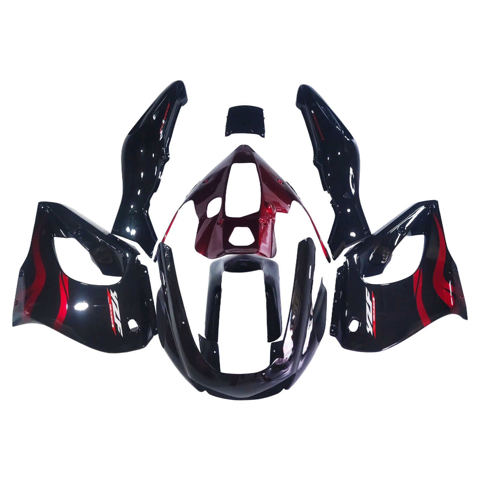 Carénage Amotopart pour Yamaha YZF1000R Thunderace 1997-2007, rouge&Kit Style2 noir