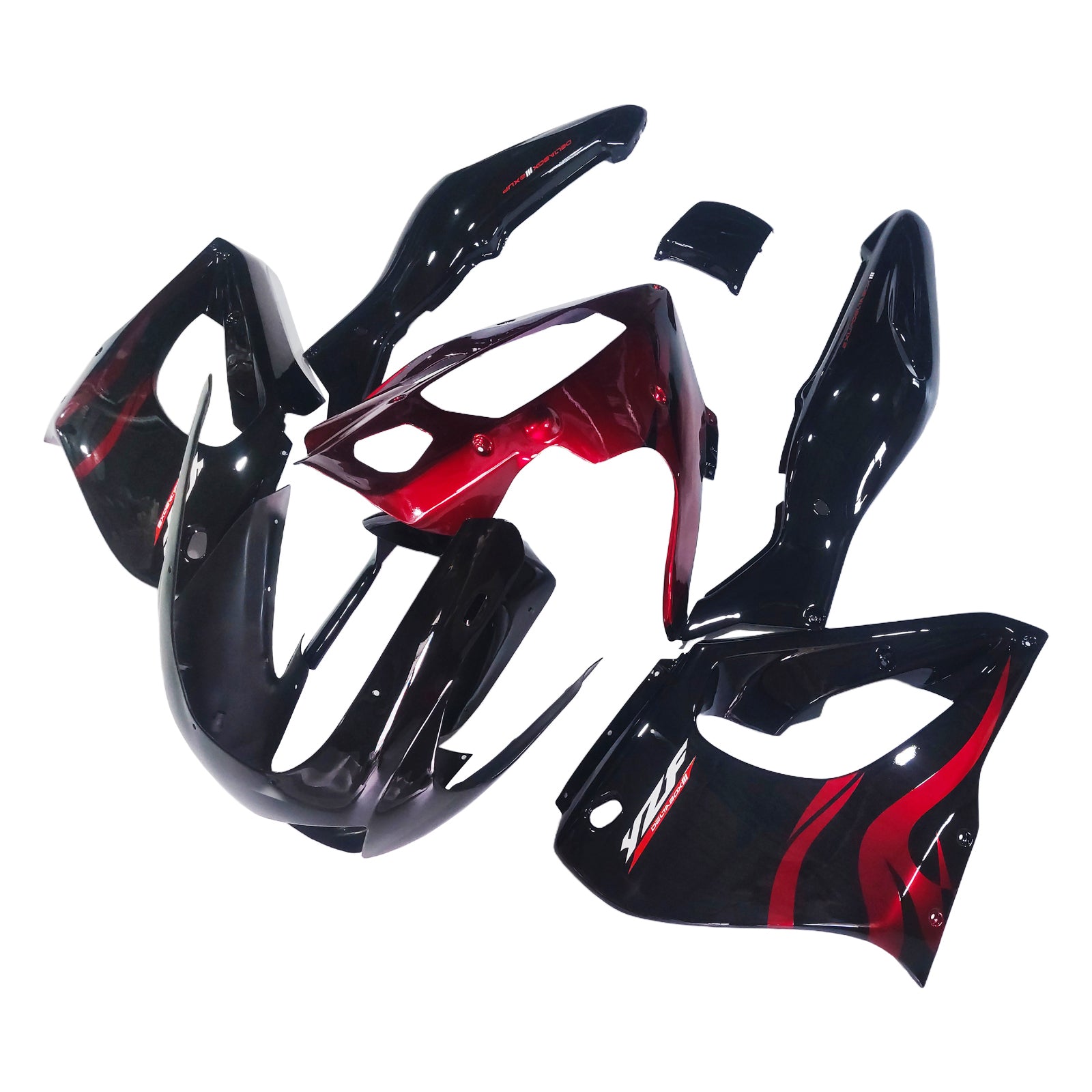 Carénage Amotopart pour Yamaha YZF1000R Thunderace 1997-2007, rouge&Kit Style2 noir
