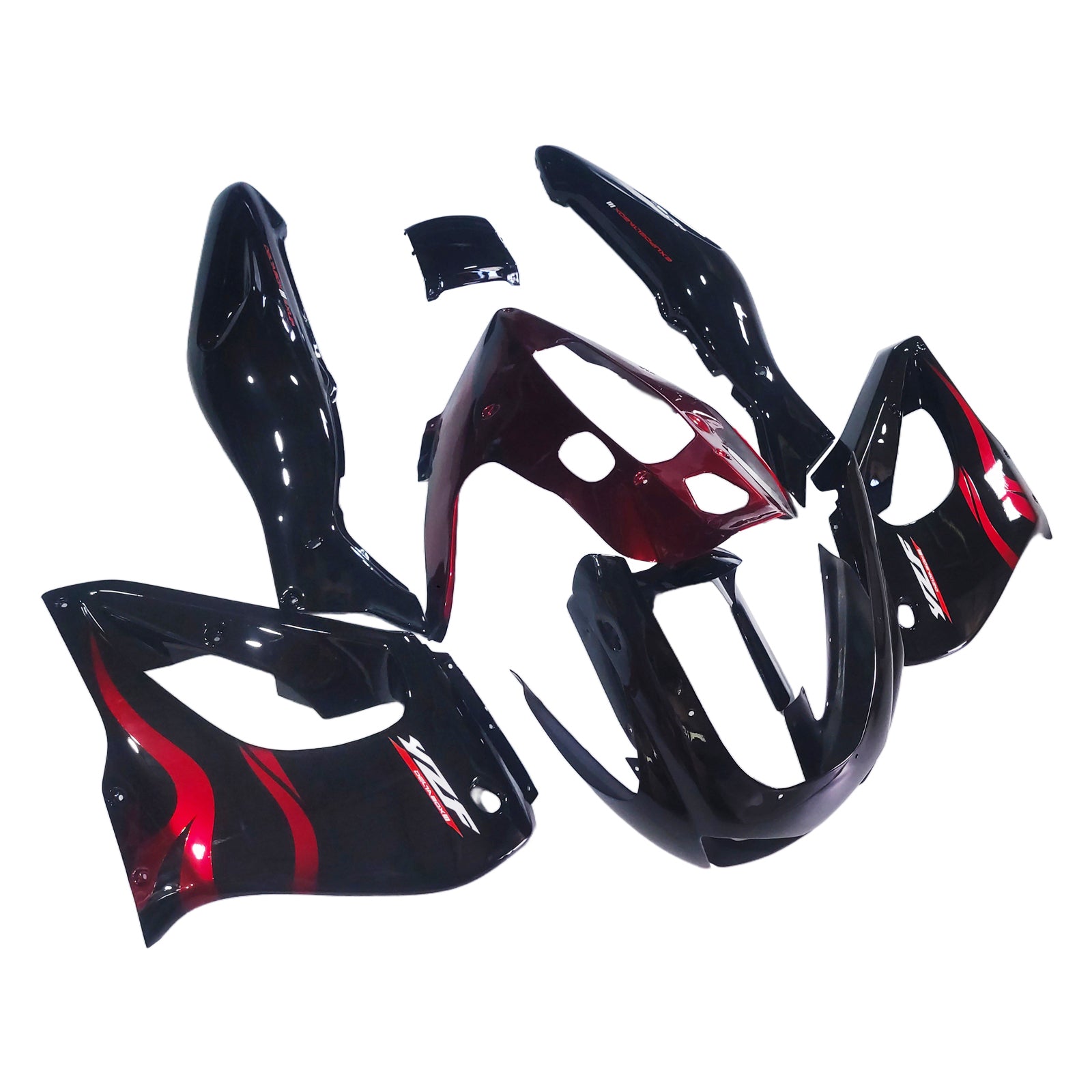Carénage Amotopart pour Yamaha YZF1000R Thunderace 1997-2007, rouge&Kit Style2 noir